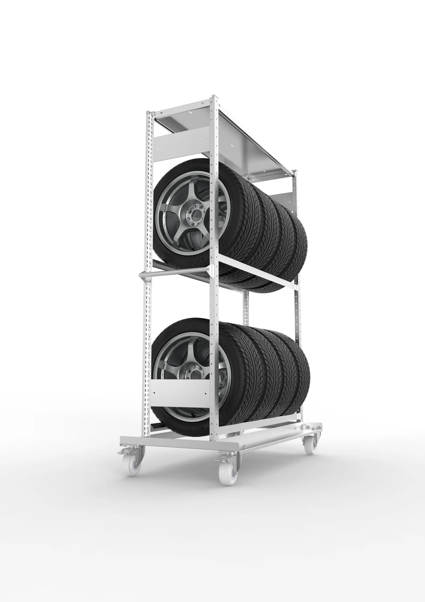 META CLIP | Regalwagen für Reifen | 1850 x 1300 x 400 mm | 150 kg | verzinkt