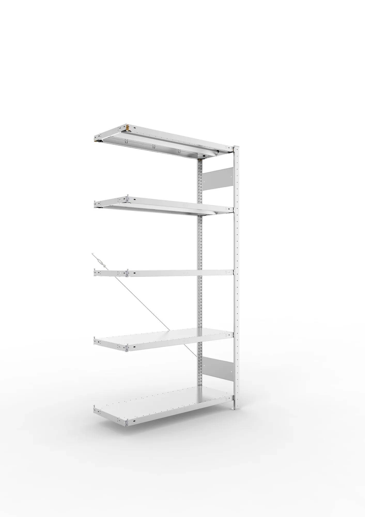 META CLIP | Fachbodenregal | Anbauregal | 2000 x 1000 x 400 mm | Fachlast 330 kg | 4+1 Ebenen | verzinkt