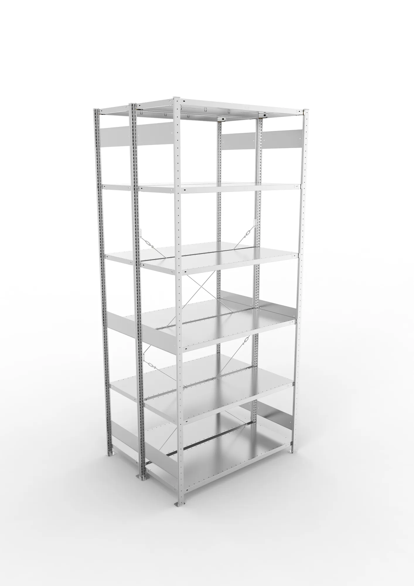 META CLIP | Fachbodenregal | Doppel-Grundregal | 3000 x 1300 x 500 mm | Fachlast 230 kg | 5+1 Ebenen | verzinkt