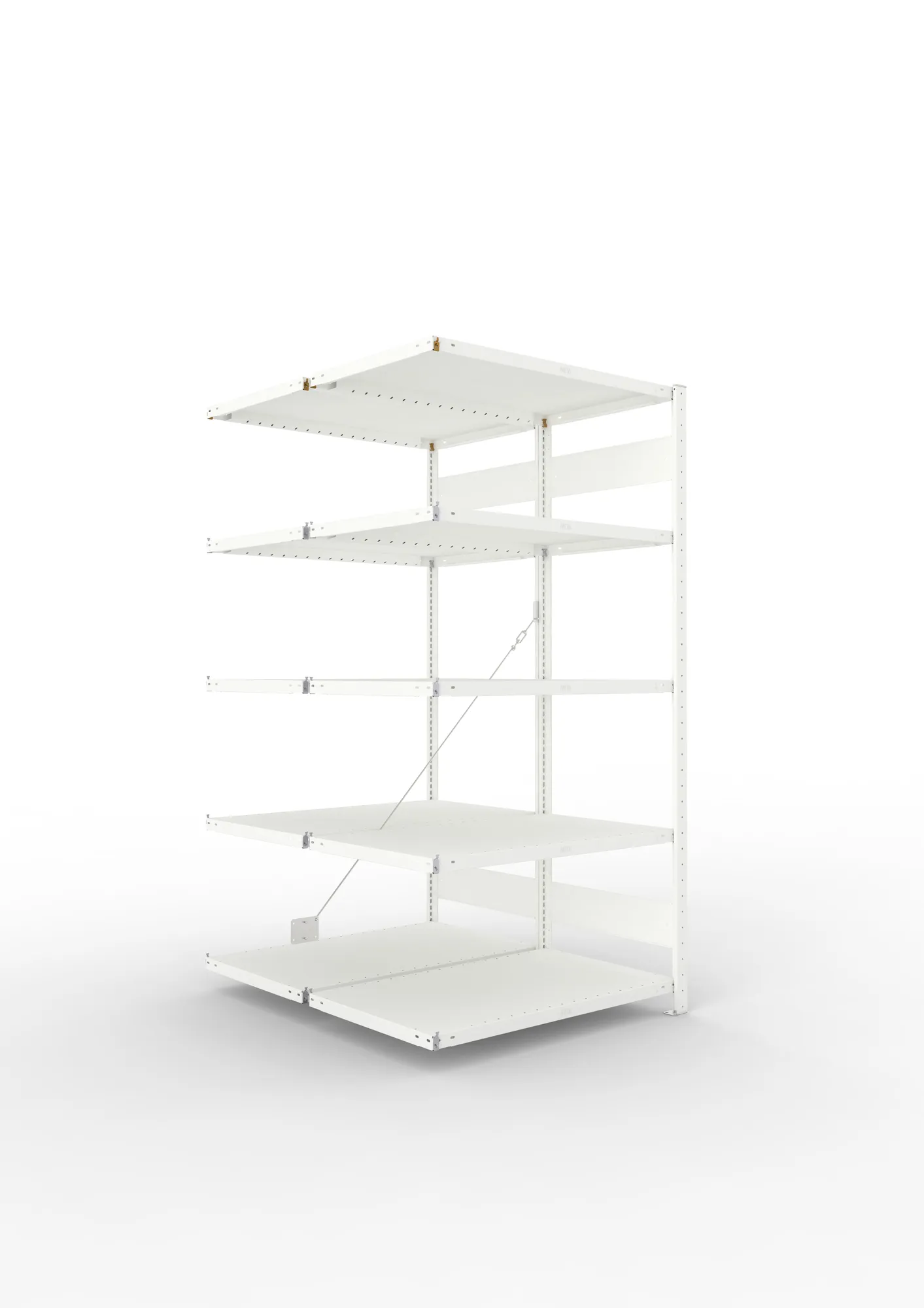 META CLIP | Fachbodenregal | Doppel-Anbauregal | 2000 x 1000 x 600 mm | Fachlast 100 kg | 4+1 Ebenen | RAL 7035