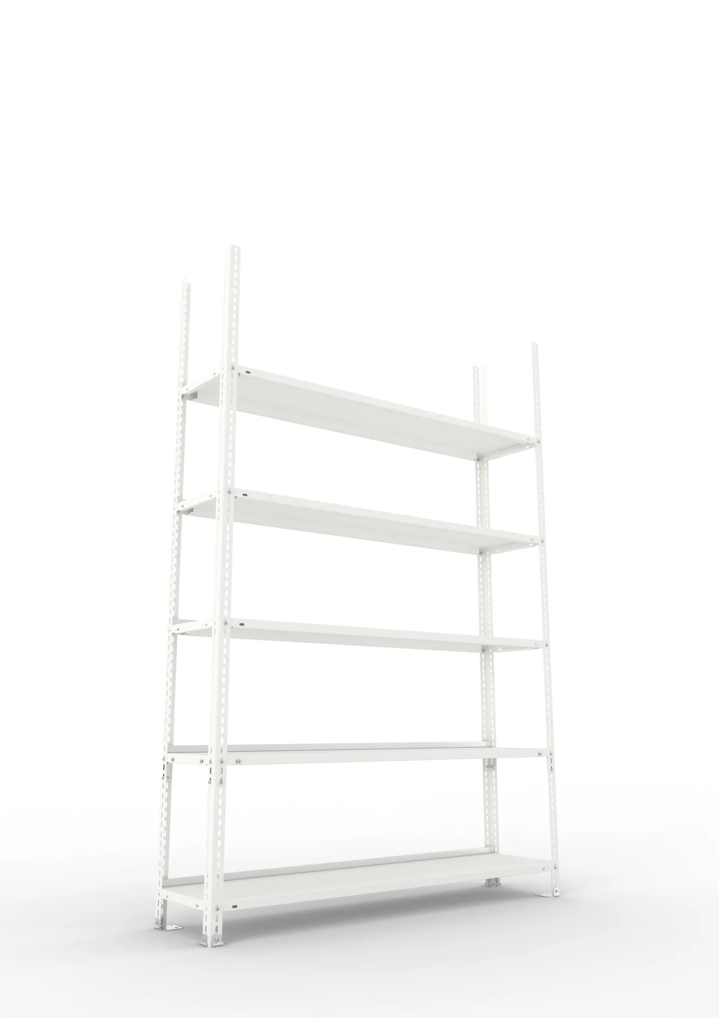 META FIX COMPACT | Büro-Schraubregal | Grundregal | 1850 x 1250 x 300 mm | Fachlast 100 kg | 5 Ebenen | RAL 7035
