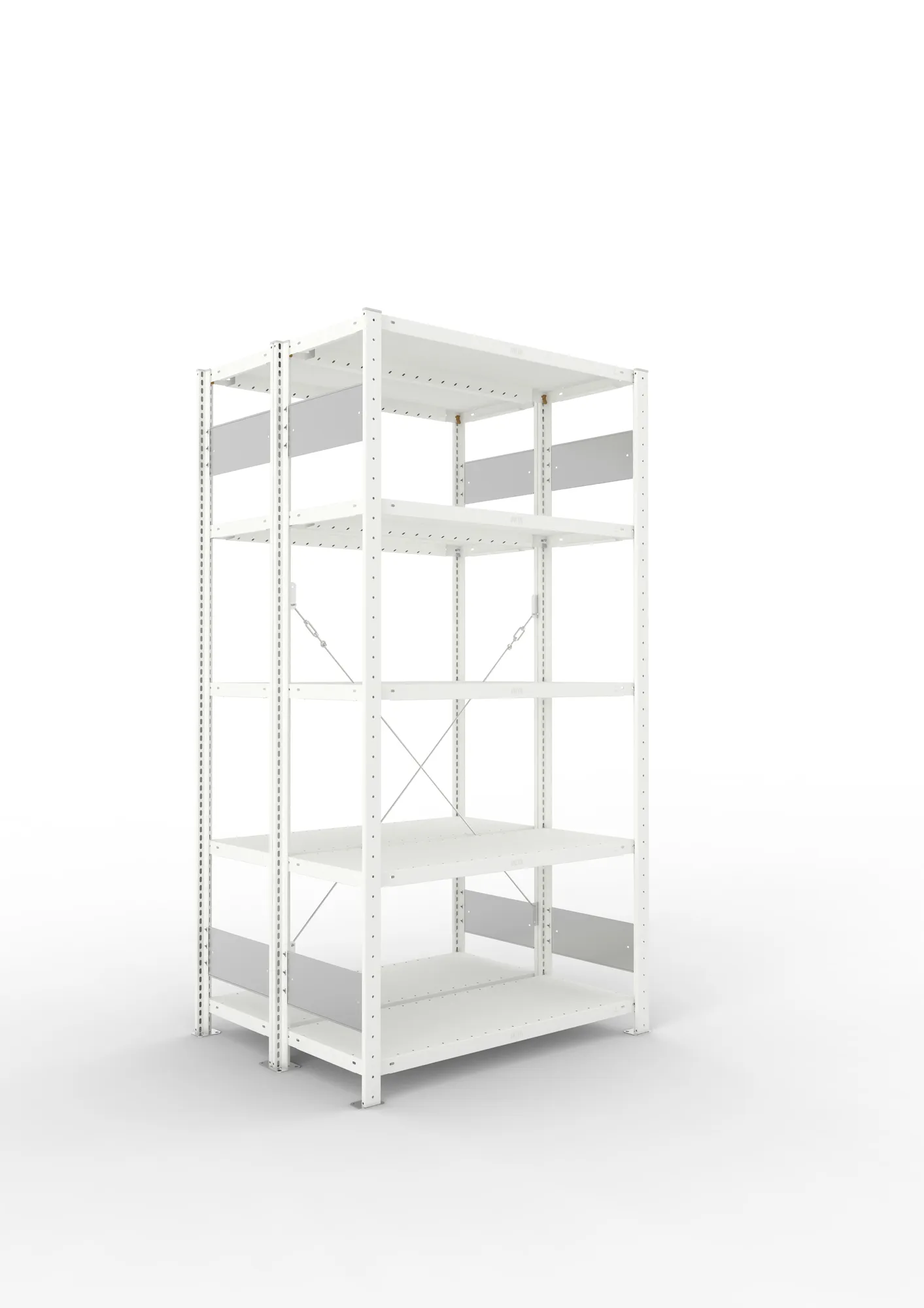 META CLIP S3 | Fachbodenregal | Doppel-Grundregal | 2000 x 1000 x 400 mm | Fachlast 230 kg | 4+1 Ebenen | RAL 7035