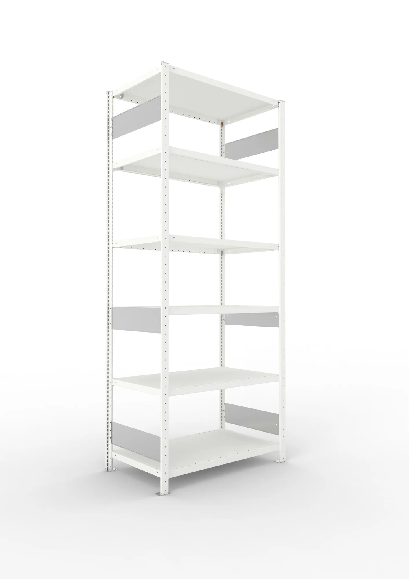 META CLIP S3 | Fachbodenregal | Grundregal | 2500 x 1000 x 600 mm | Fachlast 230 kg | 5+1 Ebenen | Längsriegel | RAL 7035