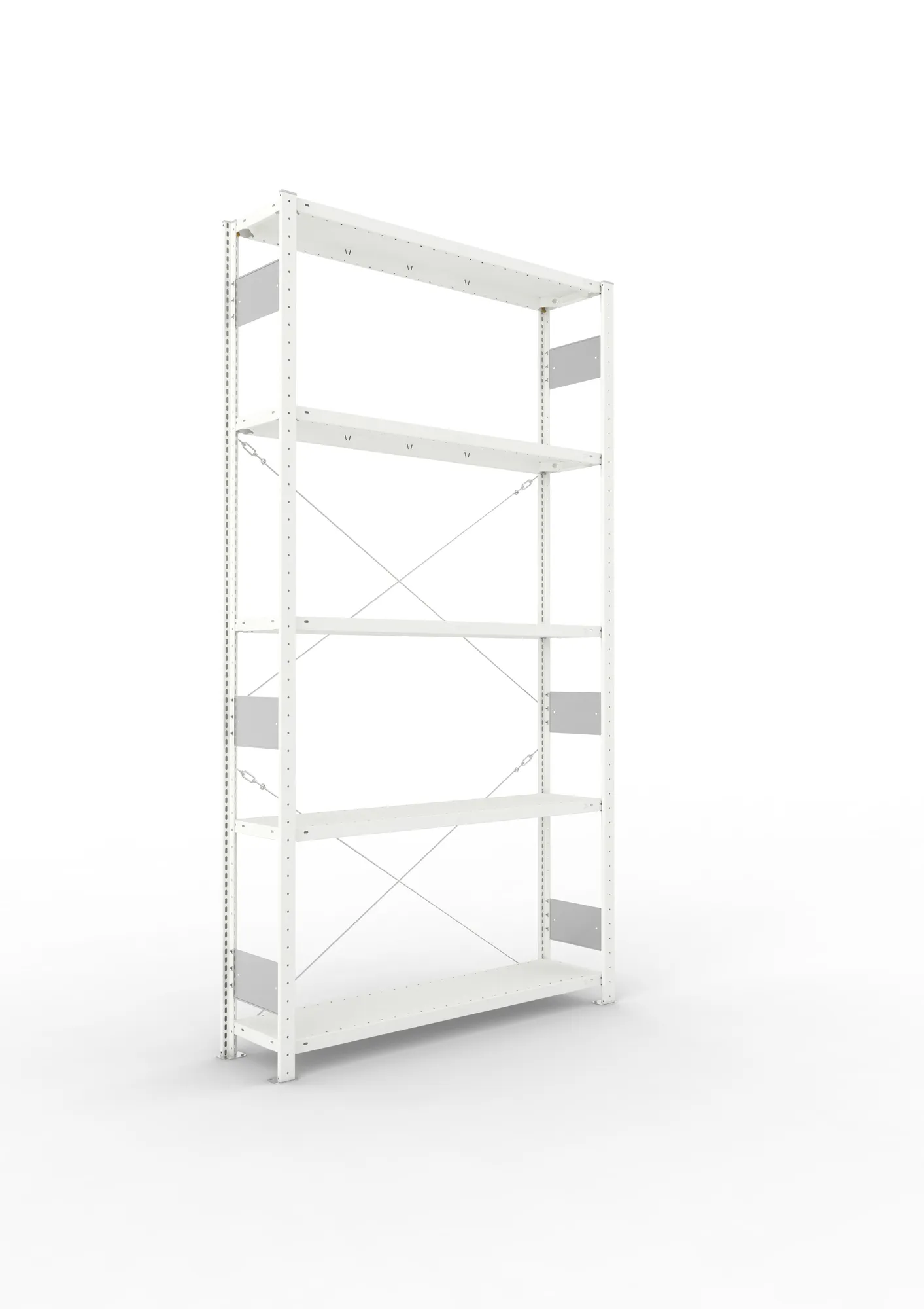 META CLIP S3 | Fachbodenregal | Grundregal | 2500 x 1300 x 300 mm | Fachlast 230 kg | 4+1 Ebenen | RAL 7035