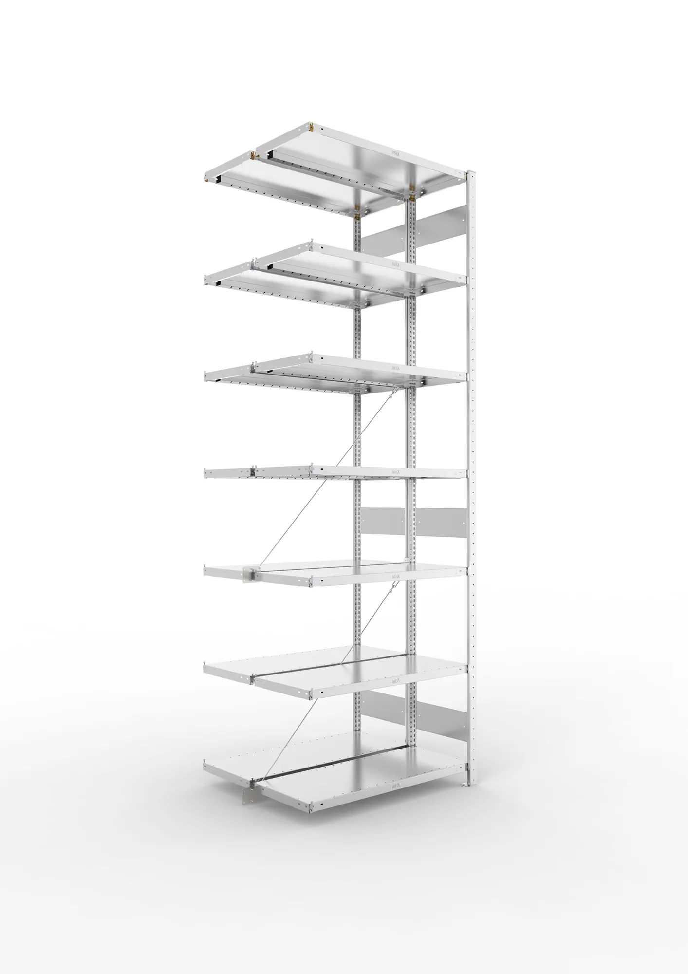 META CLIP | Fachbodenregal | Doppel-Anbauregal | 3000 x 1000 x 400 mm | Fachlast 230 kg | 6+1 Ebenen | verzinkt