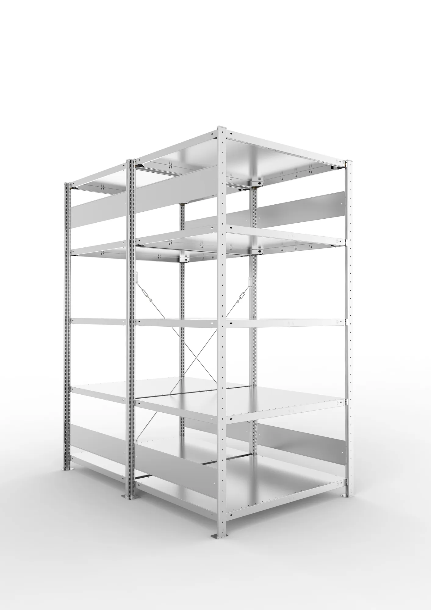 META CLIP S3 | Fachbodenregal | Doppel-Grundregal | 2000 x 1000 x 800 mm | Fachlast 230 kg | 4+1 Ebenen | verzinkt