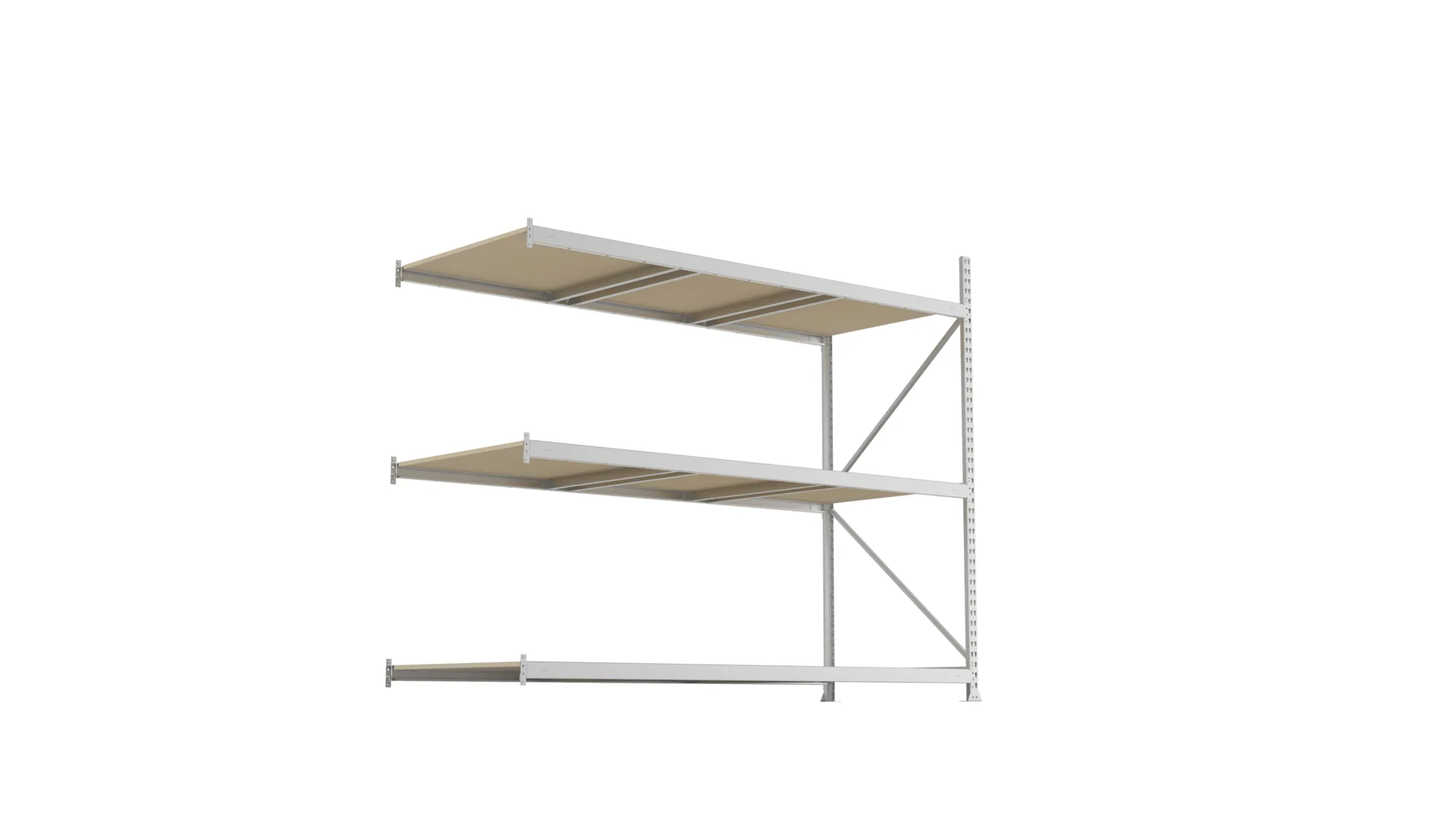 META MINI-RACK Weitspannregal | Anbauregal | 2200 x 2600 x 1050 mm | Fachlast 490 kg | Spanplattenböden | 3 Ebenen