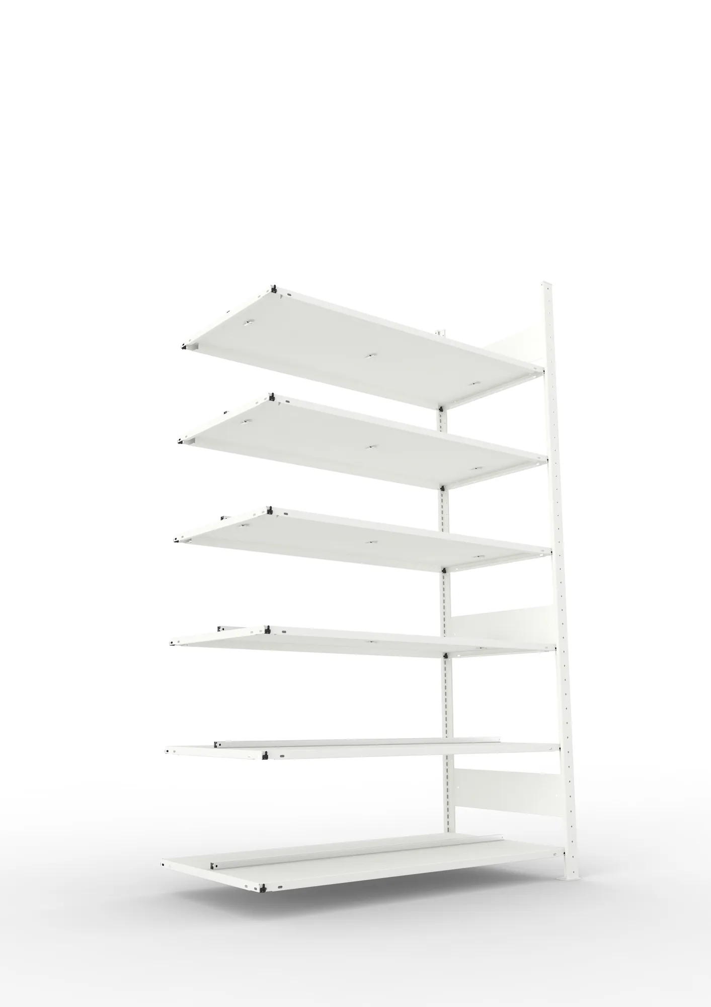 META COMPACT | Büro-Steckregal | Anbauregal | 2200 x 1250 x 600 mm | Fachlast 100 kg | 6 Ebenen | RAL 7035