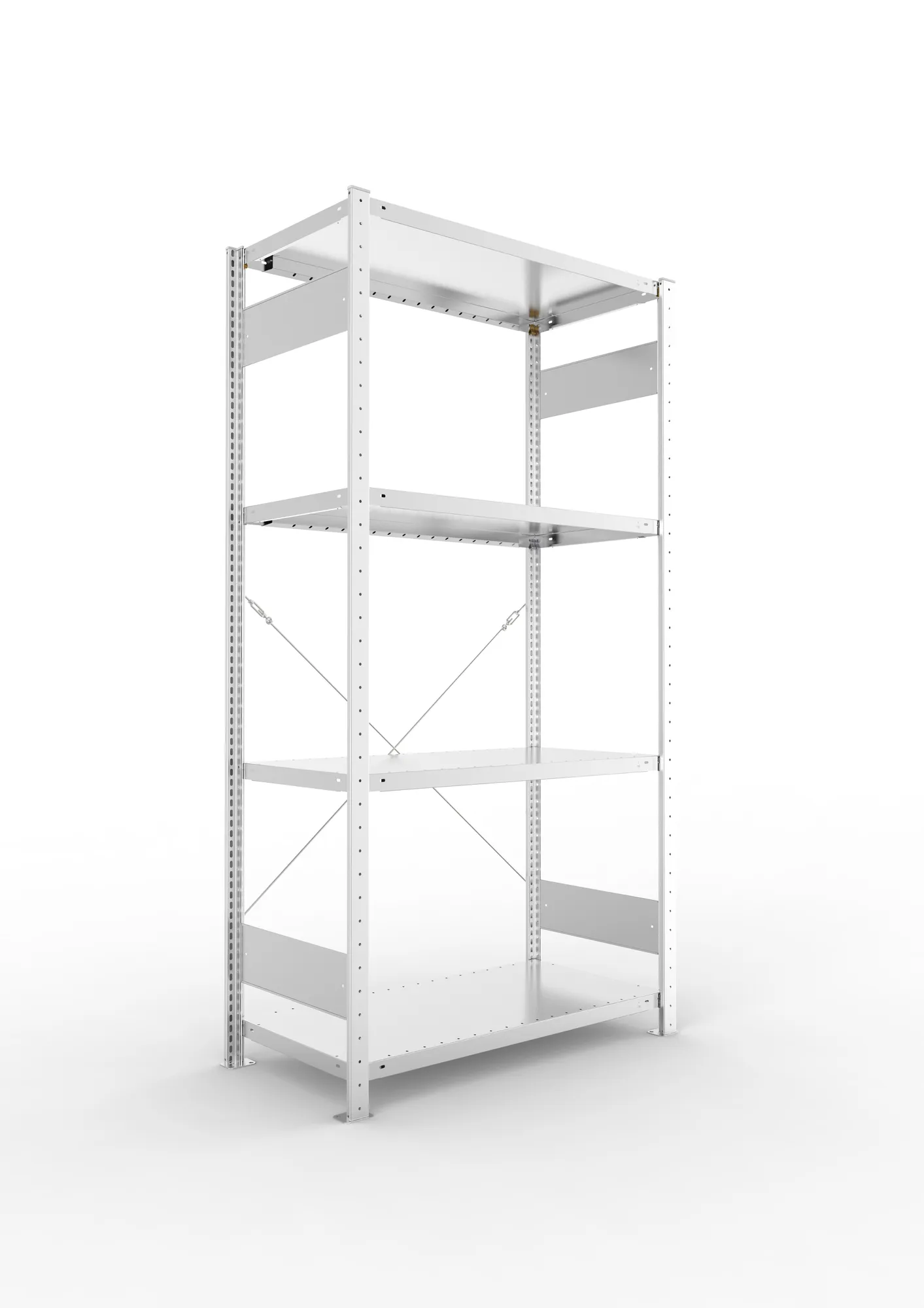 META CLIP SET | Fachbodenregal | Grundregal | 2000 x 1000 x 500 mm | Fachlast 230 kg | 3+1 Ebenen | verzinkt