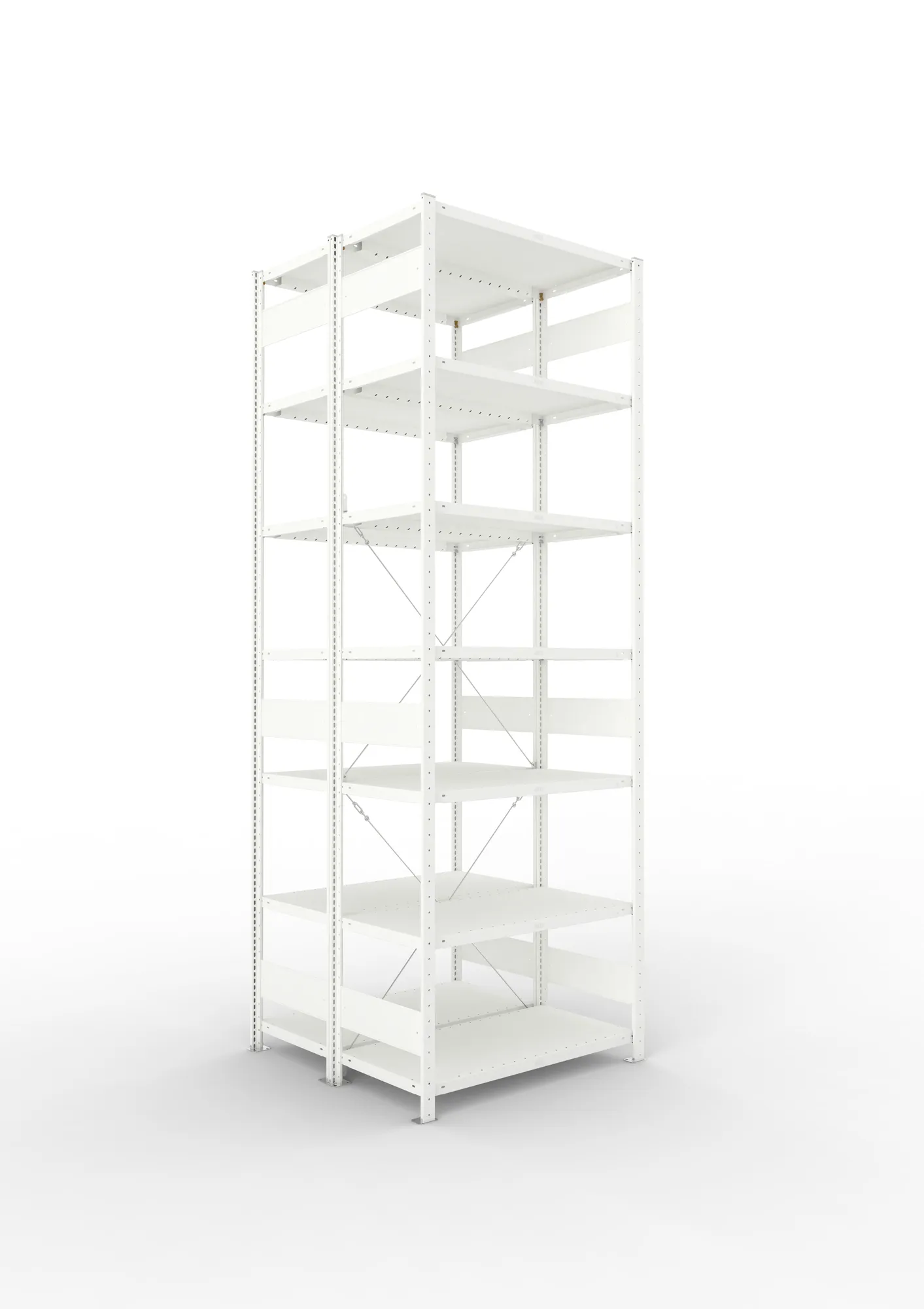 META CLIP | Fachbodenregal | Doppel-Grundregal | 3000 x 1000 x 500 mm | Fachlast 230 kg | 6+1 Ebenen | RAL 7035