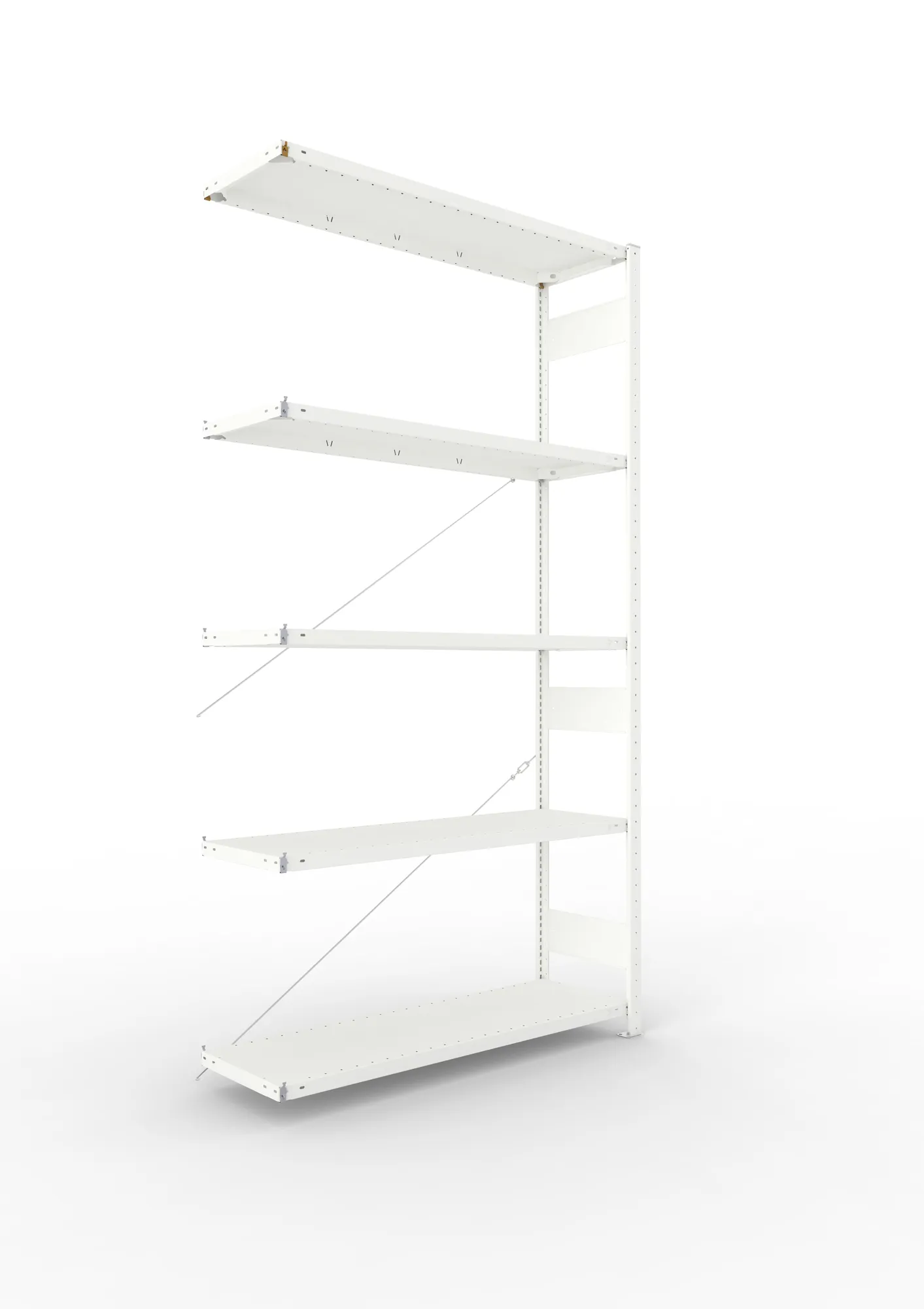 META CLIP | Fachbodenregal | Anbauregal | 2500 x 1300 x 400 mm | Fachlast 230 kg | 4+1 Ebenen | RAL 7035