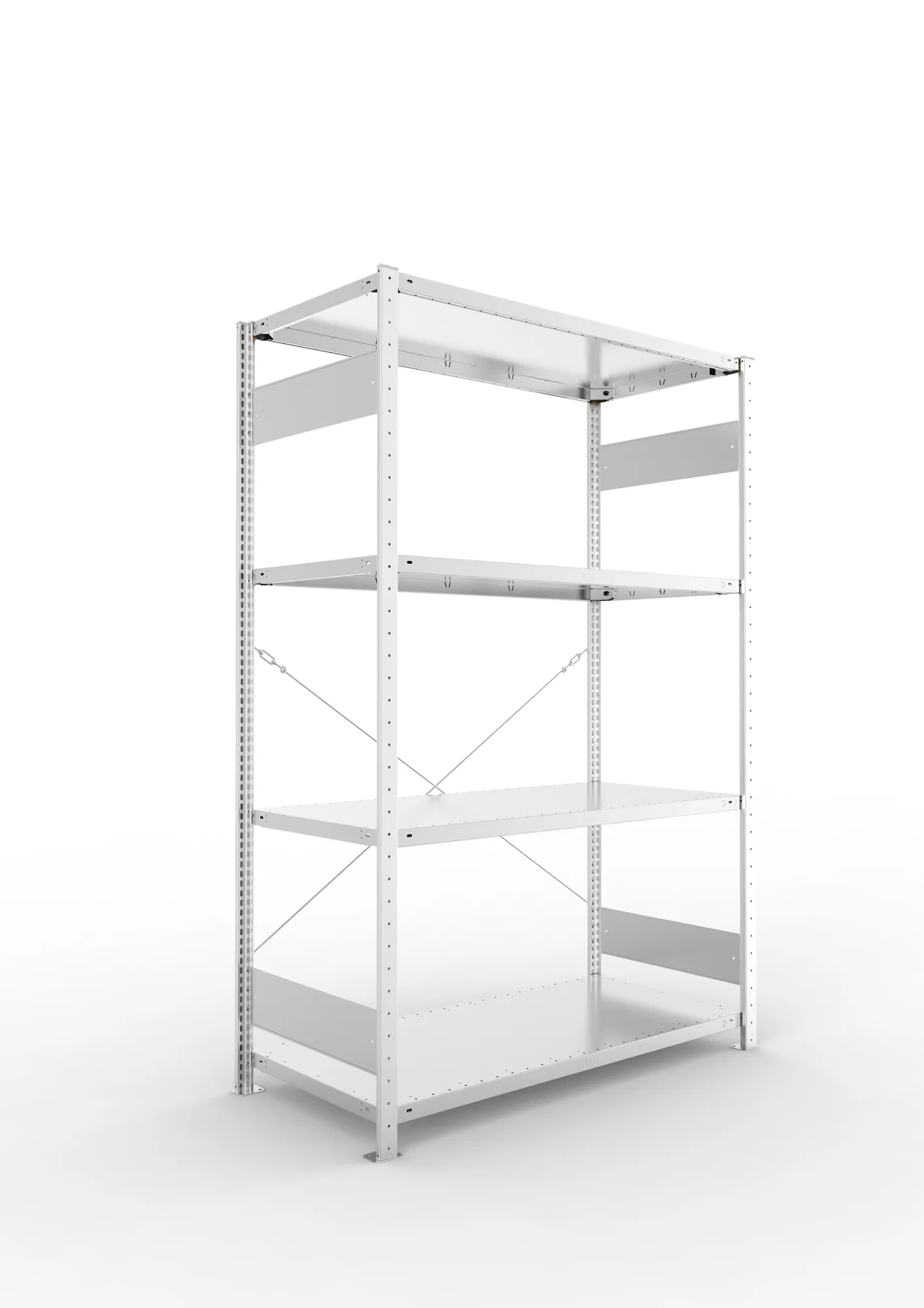 META CLIP S3 | Fachbodenregal | Grundregal | 2000 x 1300 x 600 mm | Fachlast 230 kg | 3+1 Ebenen | verzinkt