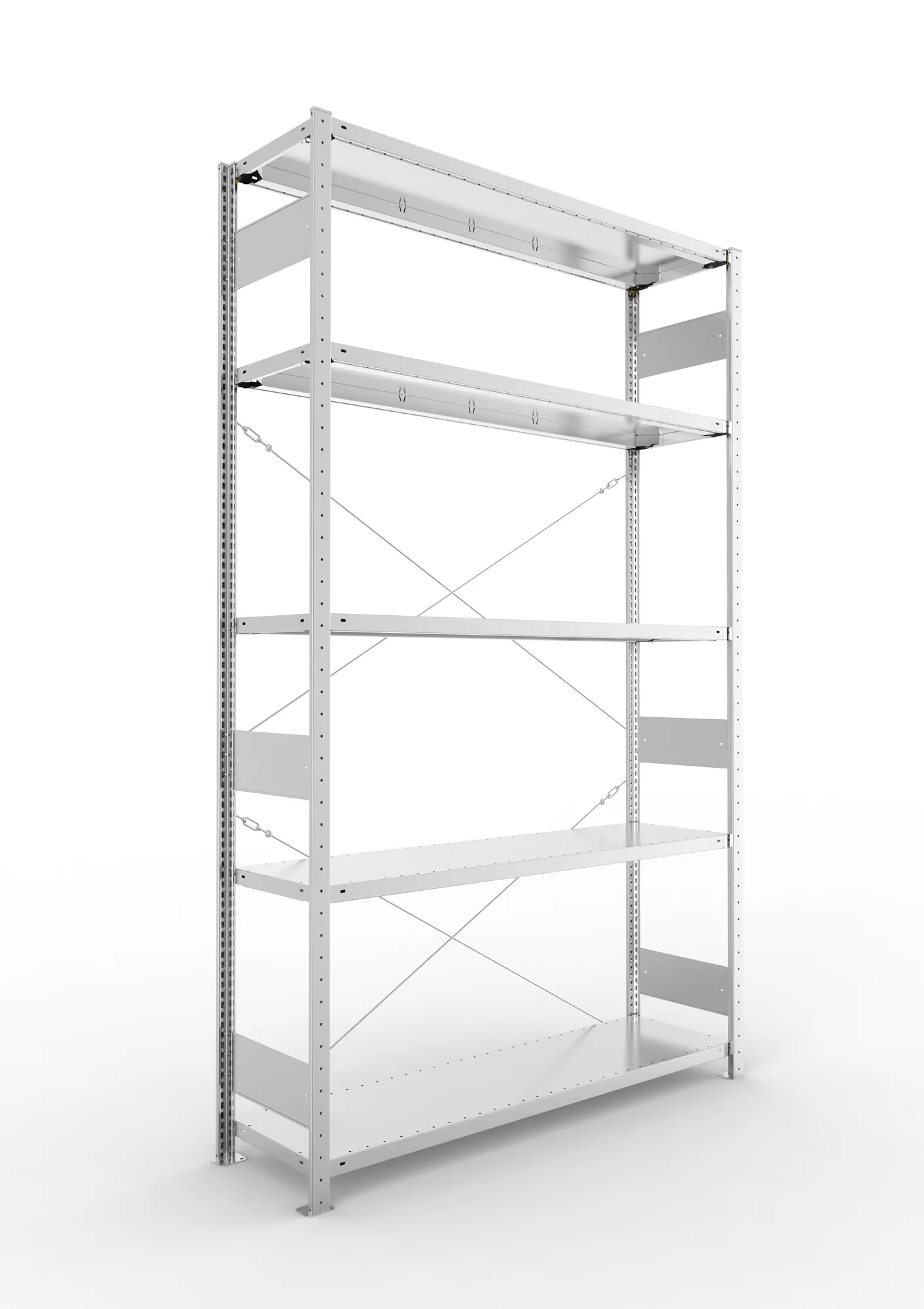 META CLIP S3 | Fachbodenregal | Grundregal | 2500 x 1500 x 400 mm | Fachlast 200 kg | 3+1 Ebenen | verzinkt