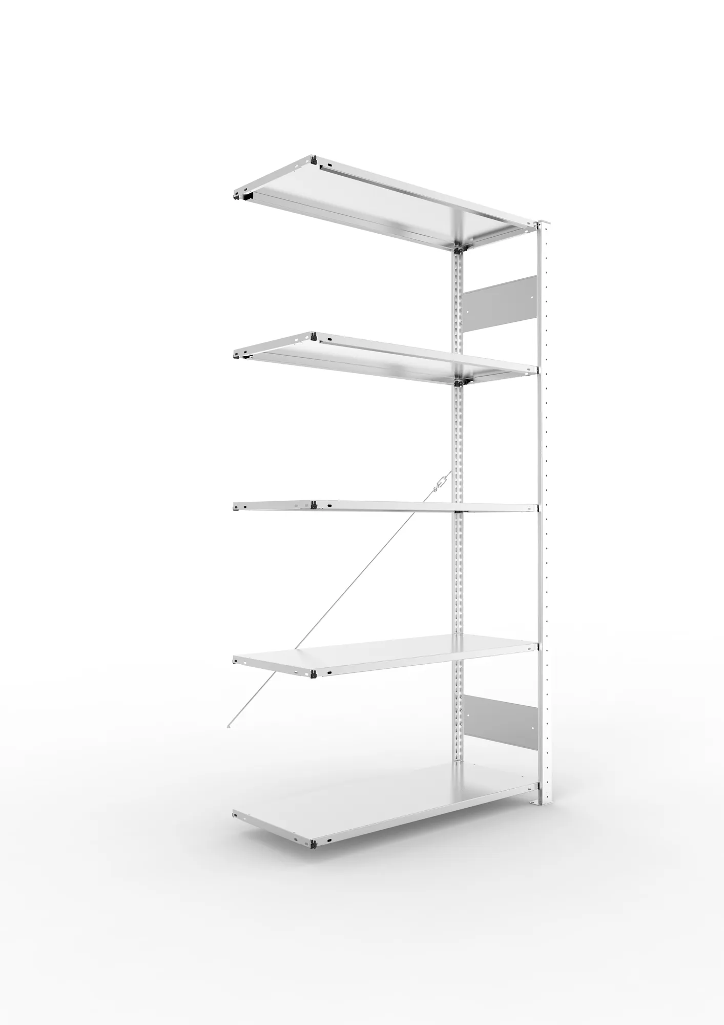 META CLIP S3 | Fachbodenregal | Anbauregal | 2000 x 1000 x 400 mm | Fachlast 80 kg | 4+1 Ebenen | verzinkt