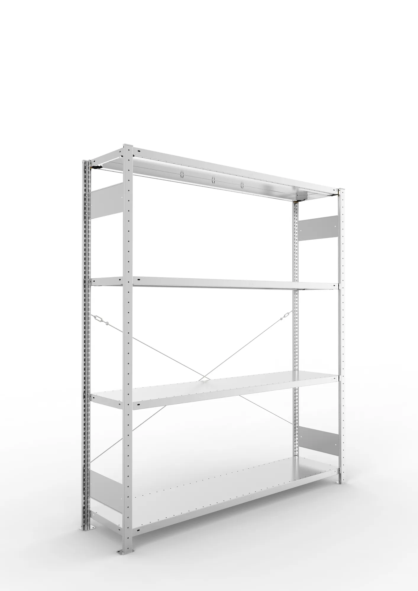 META CLIP S3 | Fachbodenregal | Grundregal | 2000 x 1700 x 400 mm | Fachlast 200 kg | 3+1 Ebenen | verzinkt