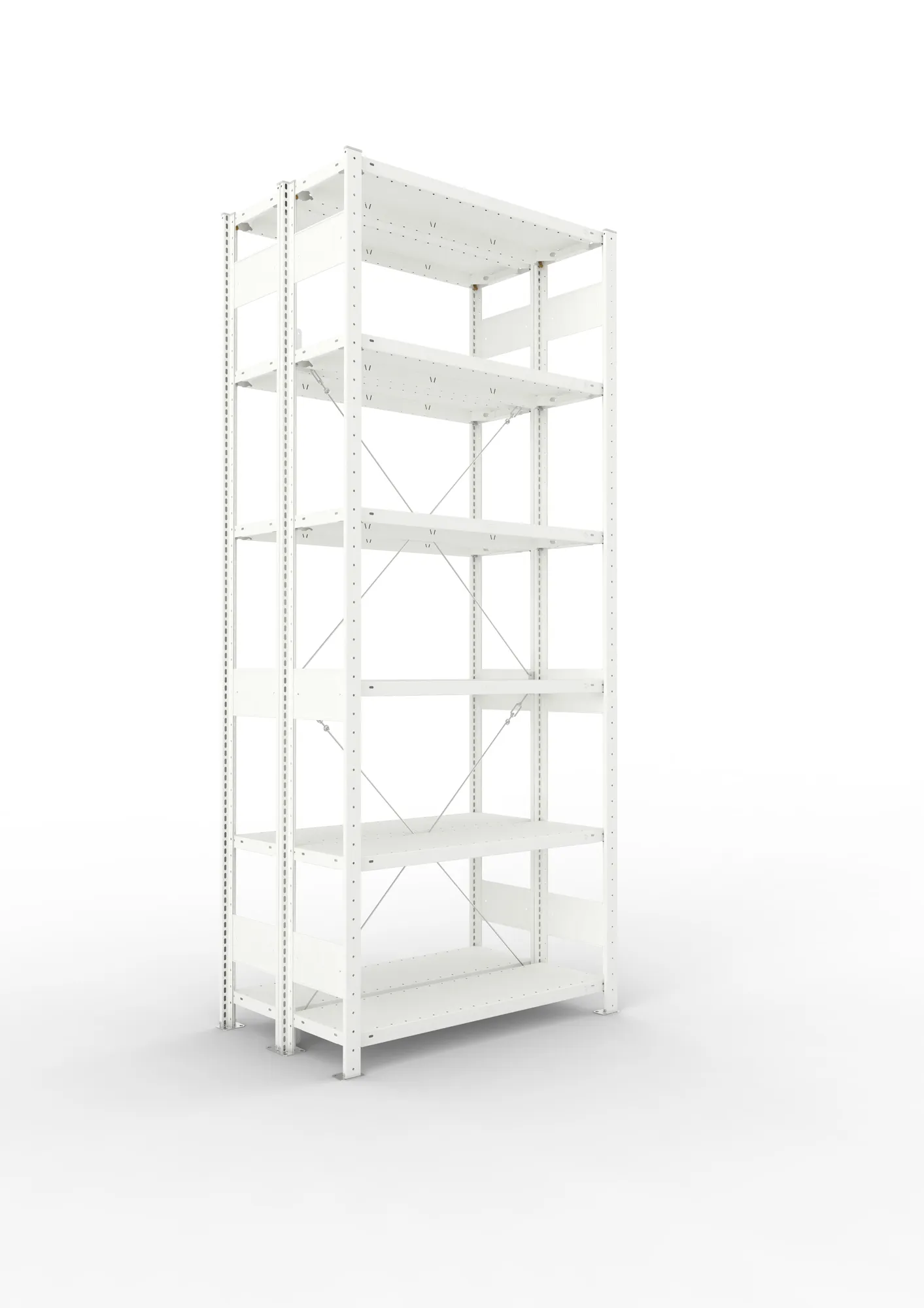 META CLIP | Fachbodenregal | Doppel-Grundregal | 2500 x 1000 x 300 mm | Fachlast 150 kg | 5+1 Ebenen | RAL 7035