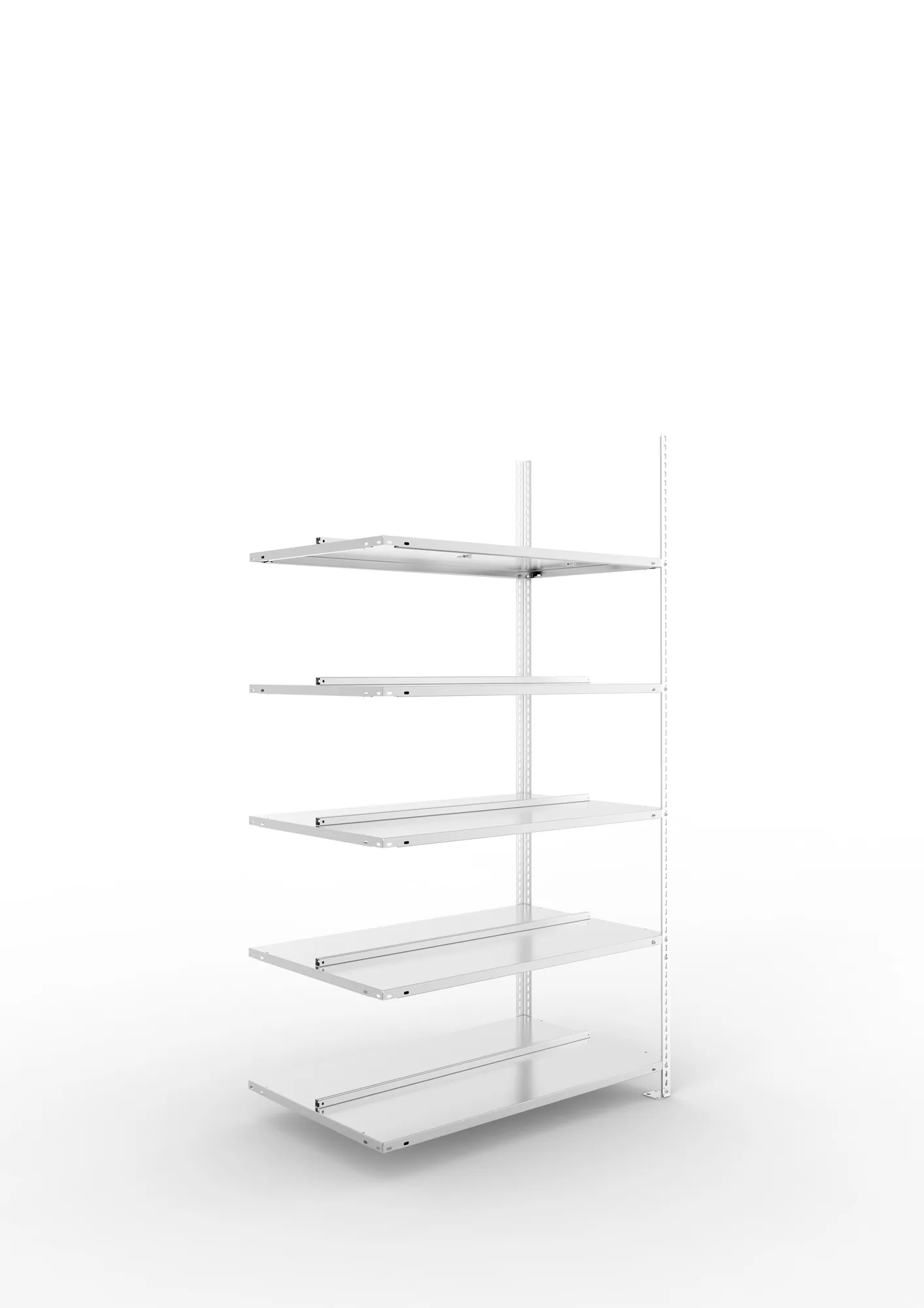 META FIX COMPACT | Büro-Schraubregal | Anbauregal | 1850 x 1000 x 600 mm | Fachlast 80 kg | 5 Ebenen | verzinkt