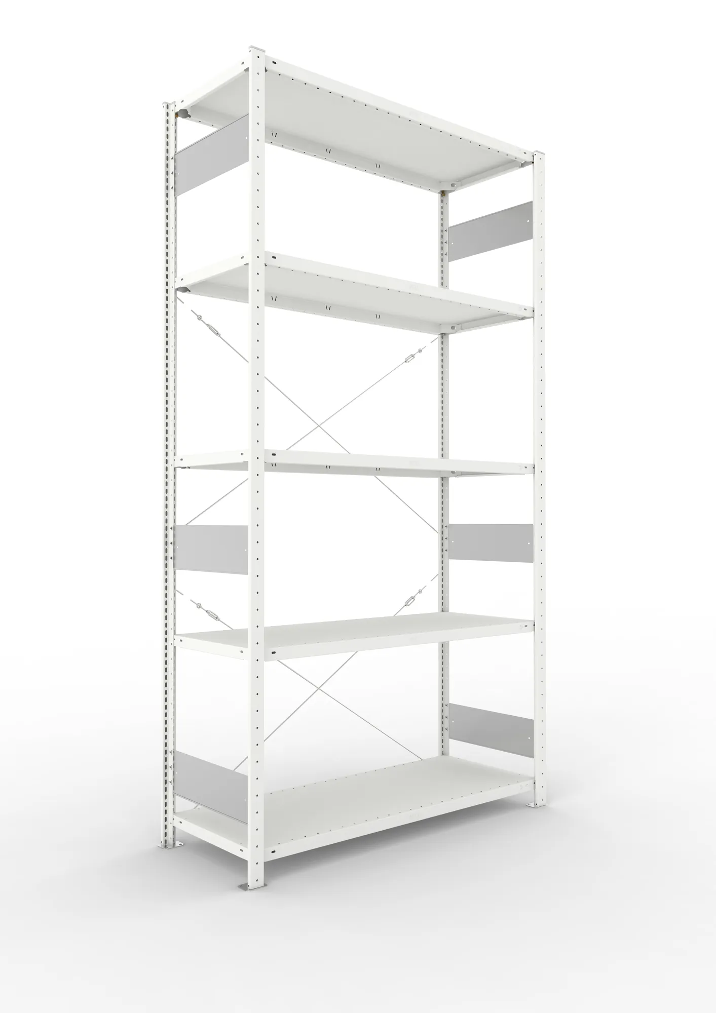 META CLIP S3 | Fachbodenregal | Grundregal | 2500 x 1300 x 500 mm | Fachlast 150 kg | 4+1 Ebenen | RAL 7035
