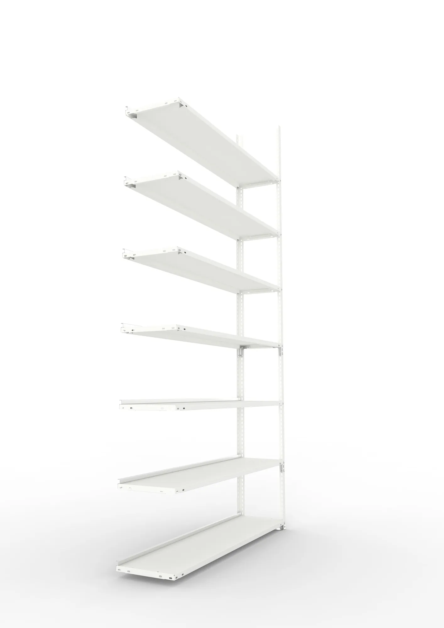 META FIX COMPACT | Büro-Schraubregal | Anbauregal | 2500 x 1250 x 300 mm | Fachlast 80 kg | 7 Ebenen | RAL 7035