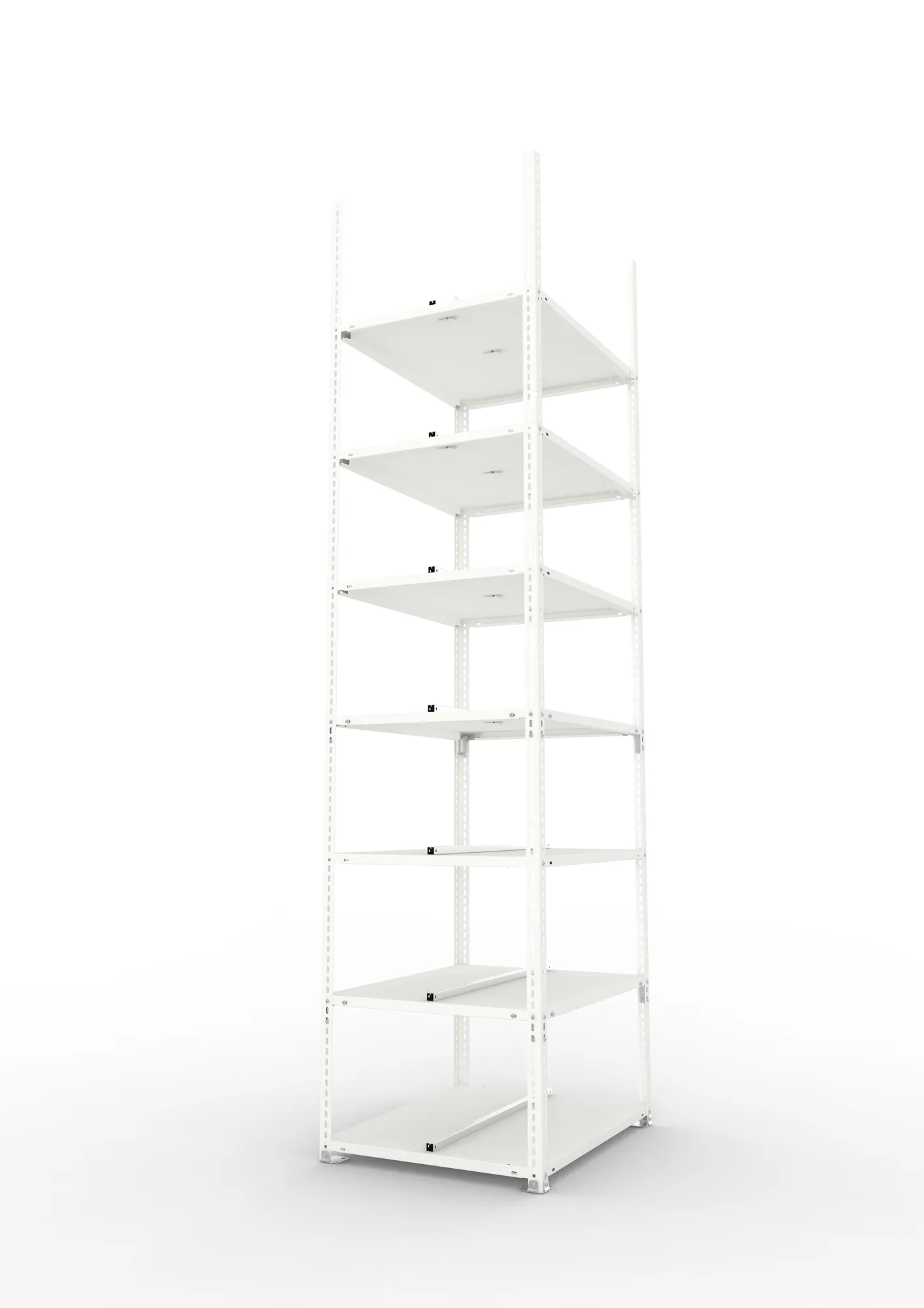 META FIX COMPACT | Büro-Schraubregal | Grundregal | 2500 x 750 x 600 mm | Fachlast 100 kg | 7 Ebenen | RAL 7035