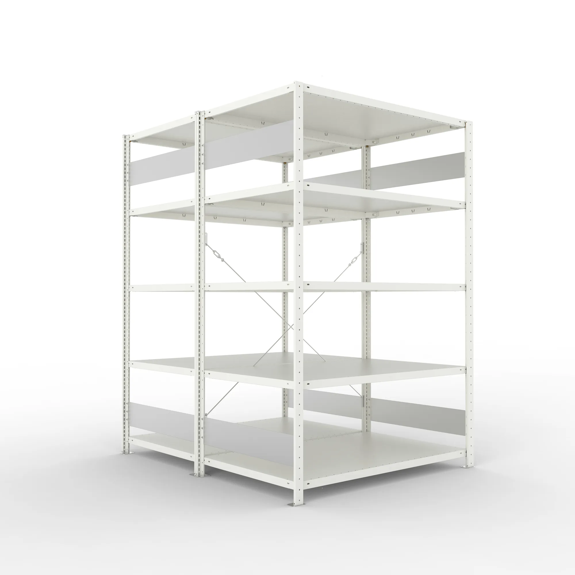 META CLIP S3 | Fachbodenregal | Doppel-Grundregal | 2000 x 1300 x 800 mm | Fachlast 230 kg | 4+1 Ebenen | RAL 7035