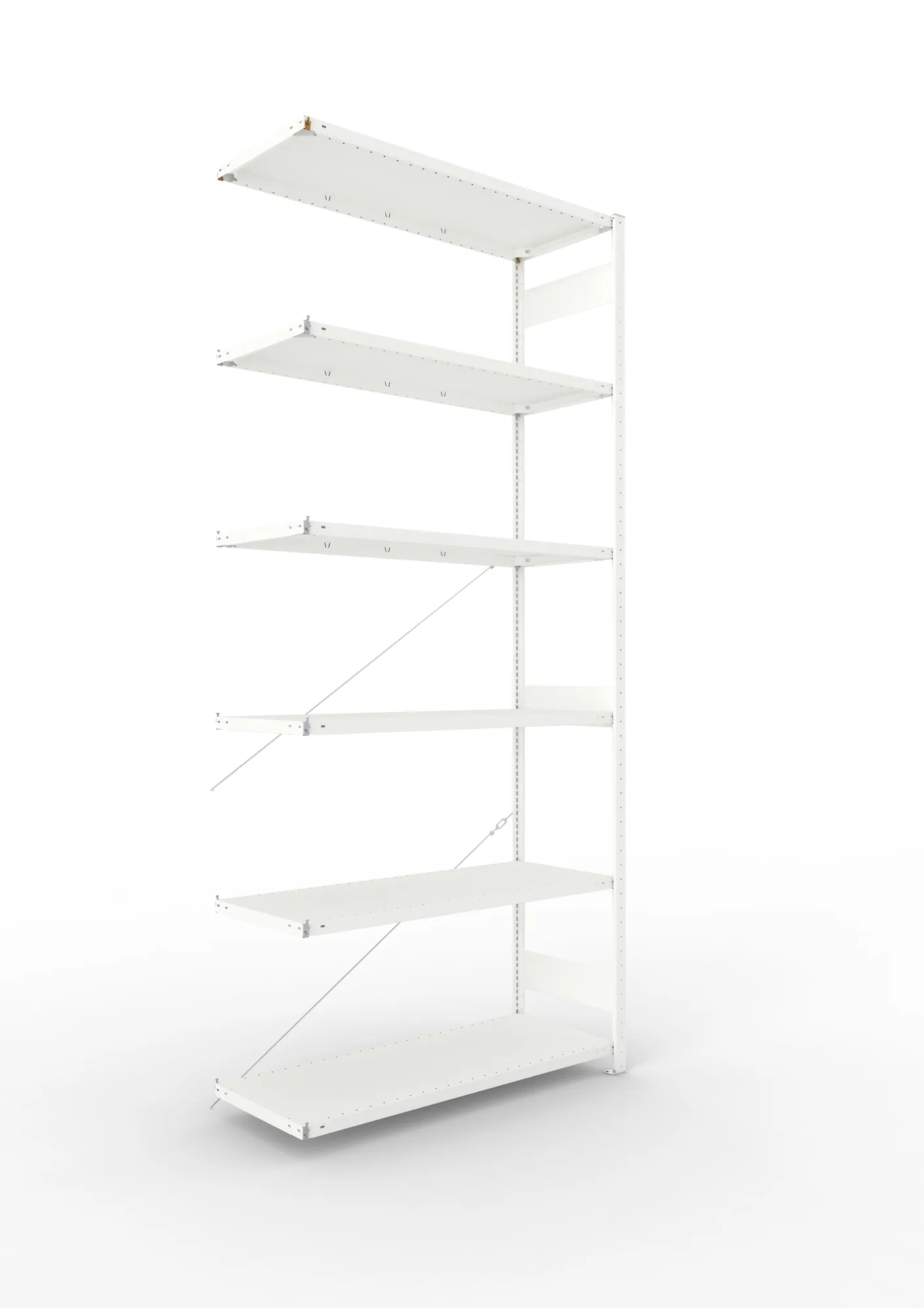 META CLIP | Fachbodenregal | Anbauregal | 3000 x 1300 x 500 mm | Fachlast 230 kg | 5+1 Ebenen | RAL 7035