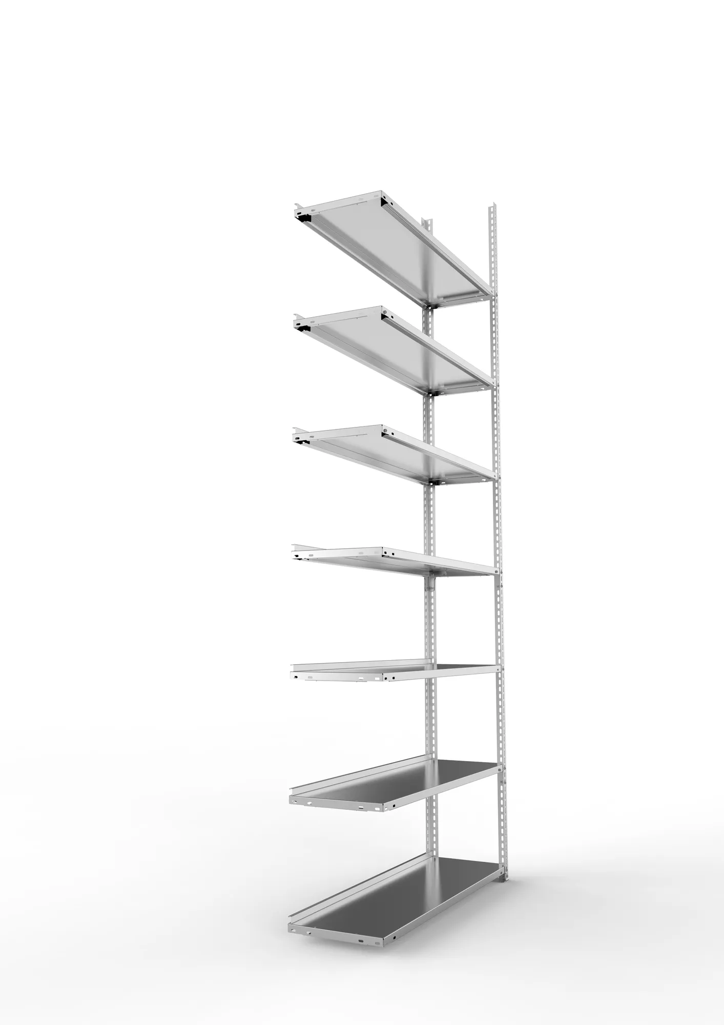 META FIX COMPACT | Büro-Schraubregal | Anbauregal | 2500 x 1000 x 300 mm | Fachlast 80 kg | 7 Ebenen | verzinkt