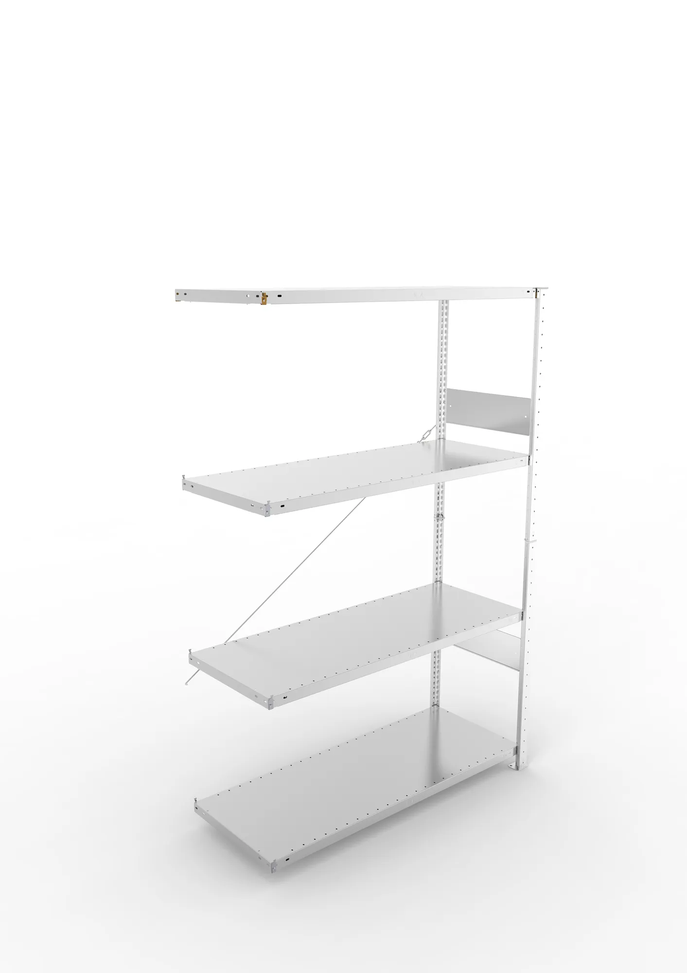 META CLIP SPLIT | Fachbodenregal | Anbauregal | 2000 x 1300 x 500 mm | Fachlast 150 kg | 3+1 Ebenen | verzinkt