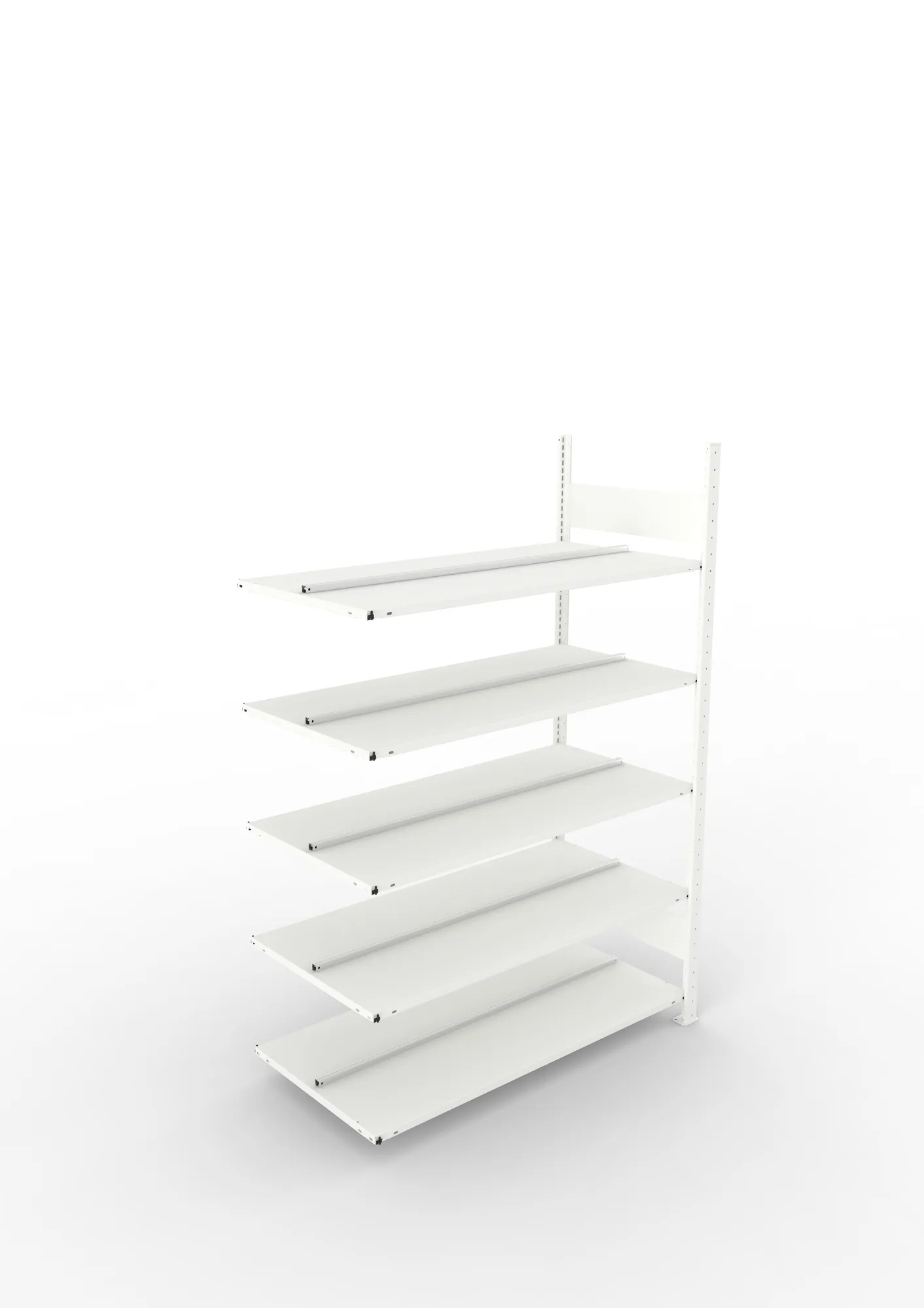 META COMPACT | Büro-Steckregal | Anbauregal | 1850 x 1250 x 600 mm | Fachlast 100 kg | 5 Ebenen | RAL 7035