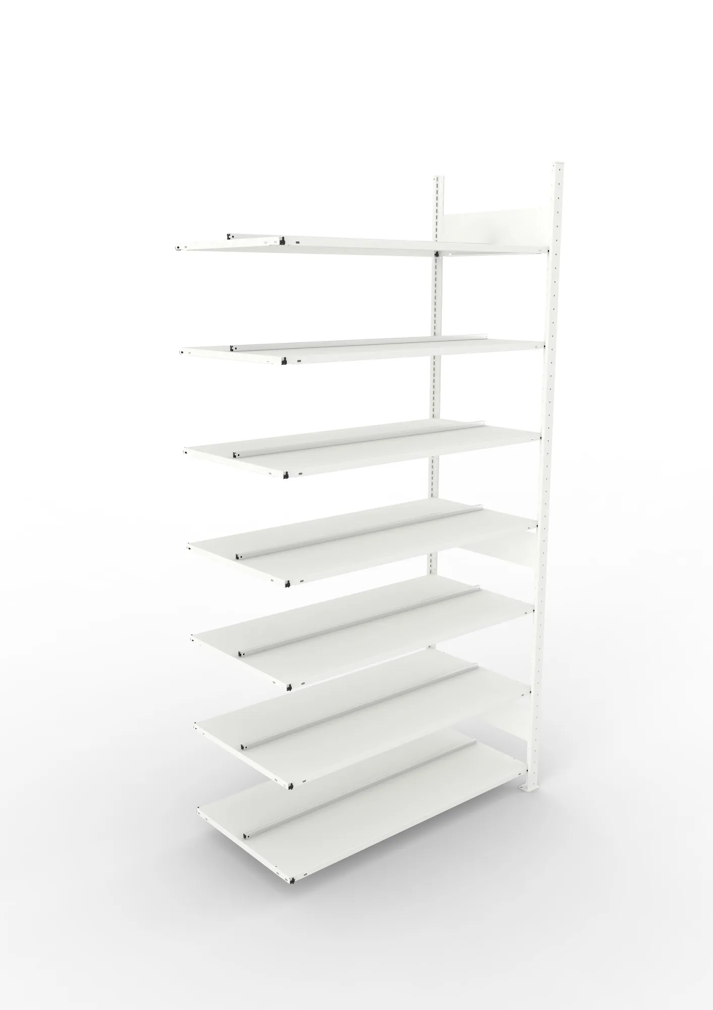 META COMPACT | Büro-Steckregal | Anbauregal | 2500 x 1250 x 600 mm | Fachlast 100 kg | 7 Ebenen | RAL 7035
