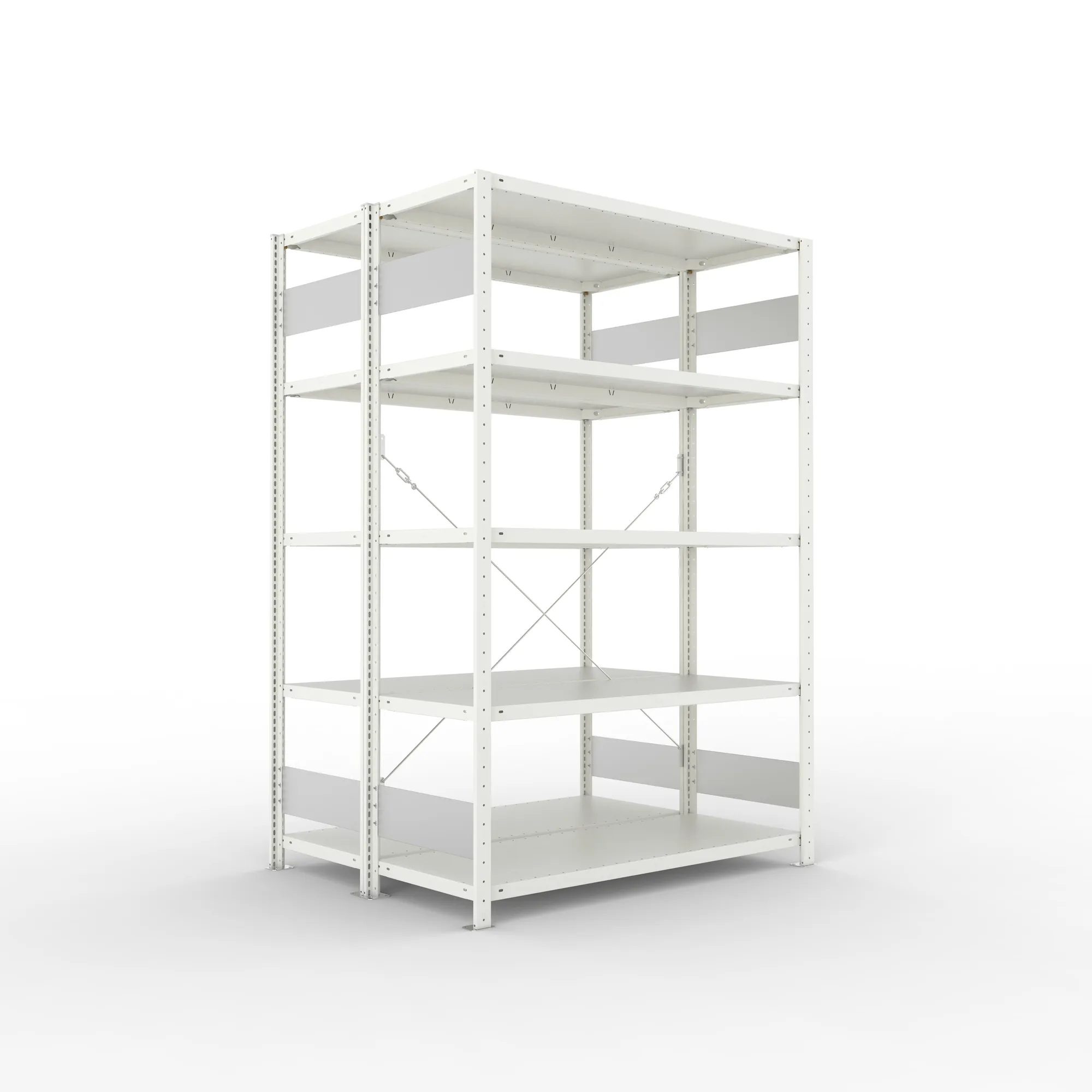 META CLIP S3 | Fachbodenregal | Doppel-Grundregal | 2000 x 1300 x 500 mm | Fachlast 230 kg | 4+1 Ebenen | RAL 7035