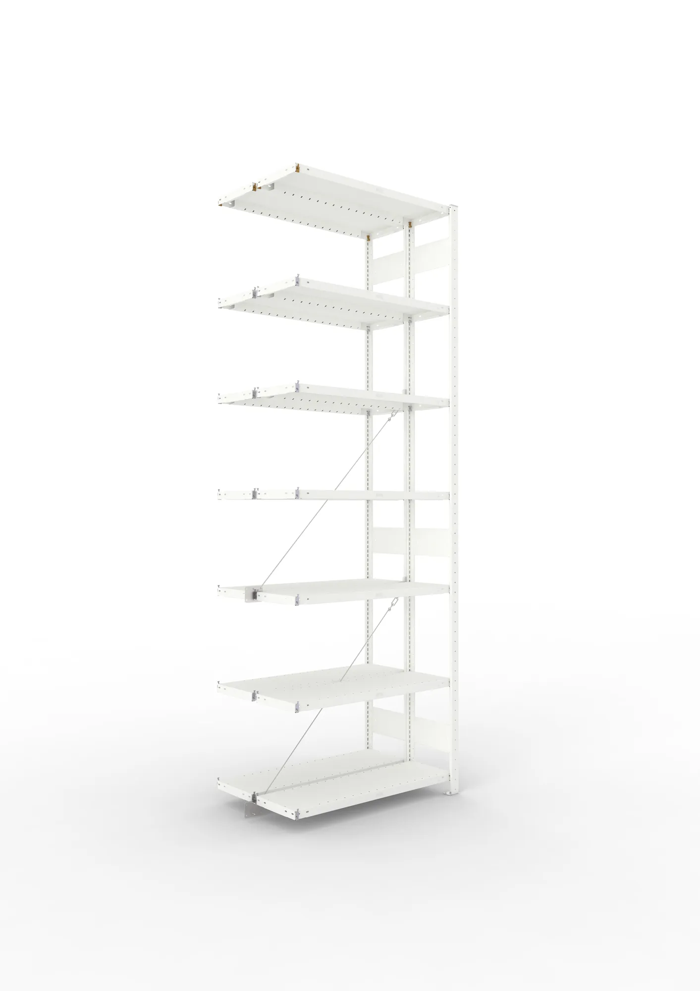 META CLIP | Fachbodenregal | Doppel-Anbauregal | 3000 x 1000 x 300 mm | Fachlast 230 kg | 6+1 Ebenen | RAL 7035