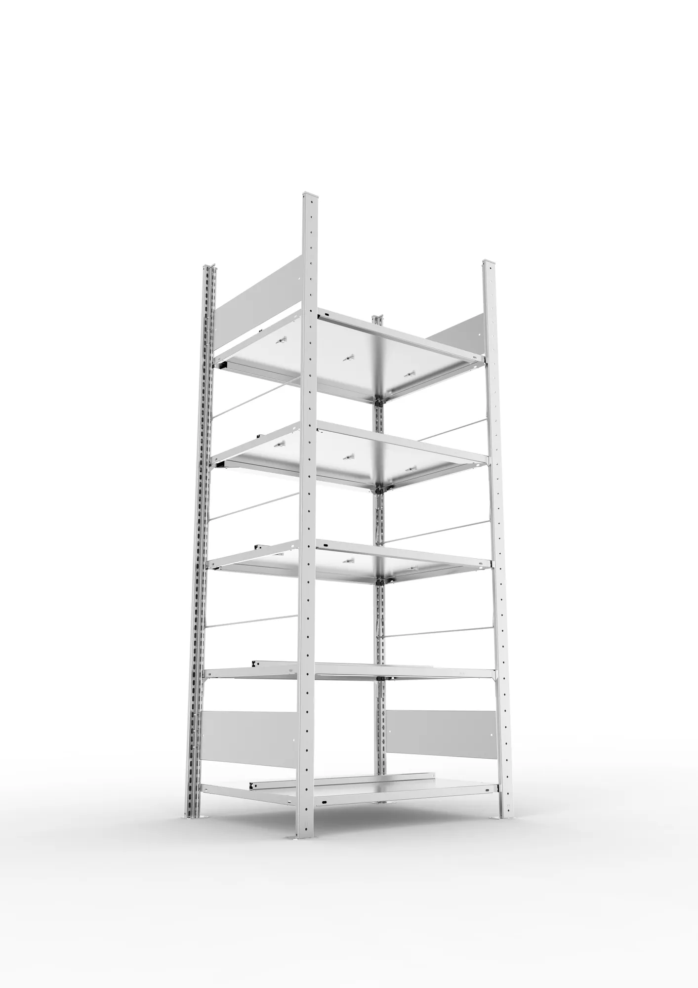 META COMPACT S3| Büro-Steckregal | Doppel-Grundregal | 1850 x 750 x 600 mm | Fachlast 100 kg | 5 Ebenen | Mittelanschlag | verzinkt