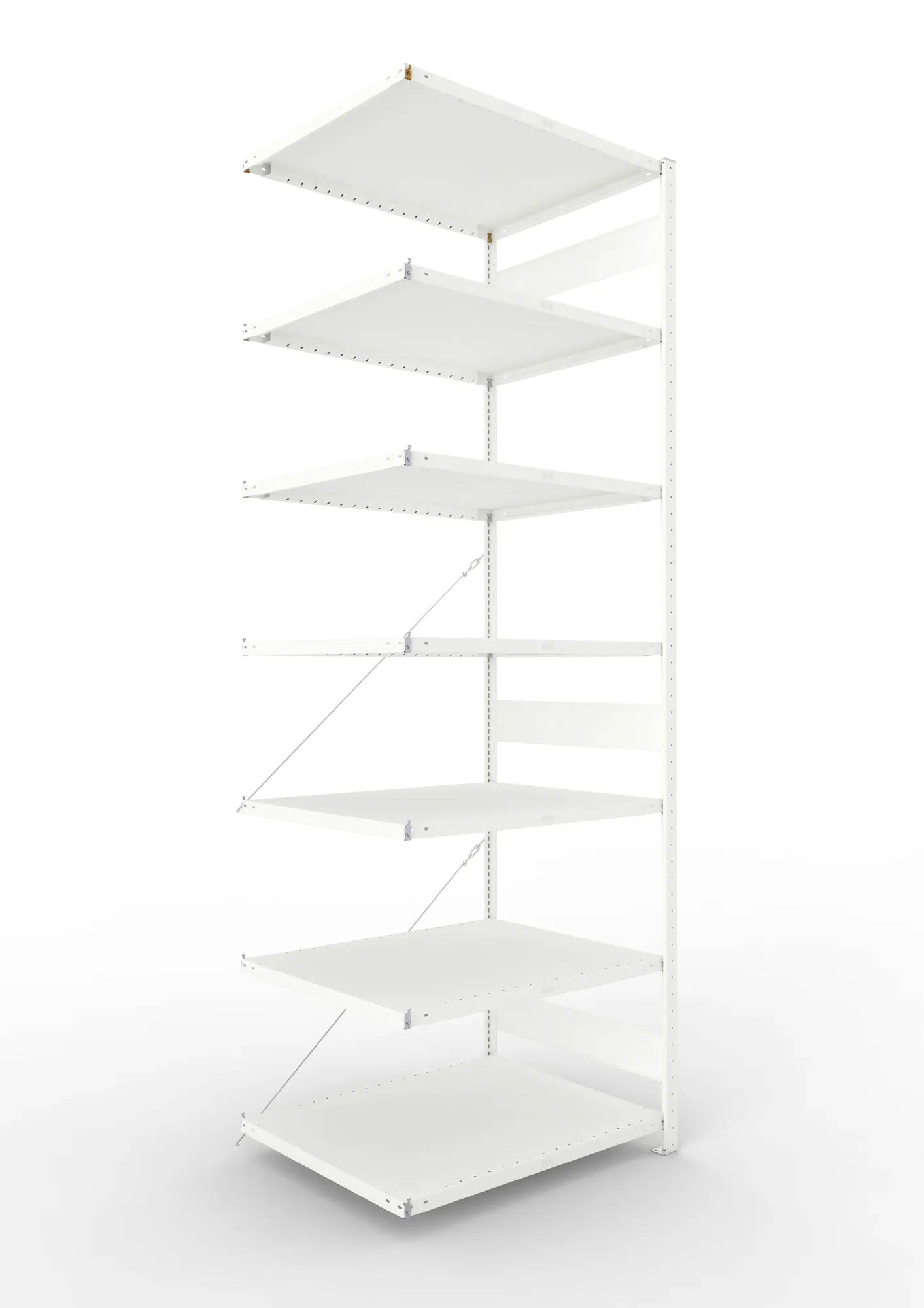 META CLIP | Fachbodenregal | Anbauregal | 3000 x 1000 x 800 mm | Fachlast 230 kg | 6+1 Ebenen | RAL 7035