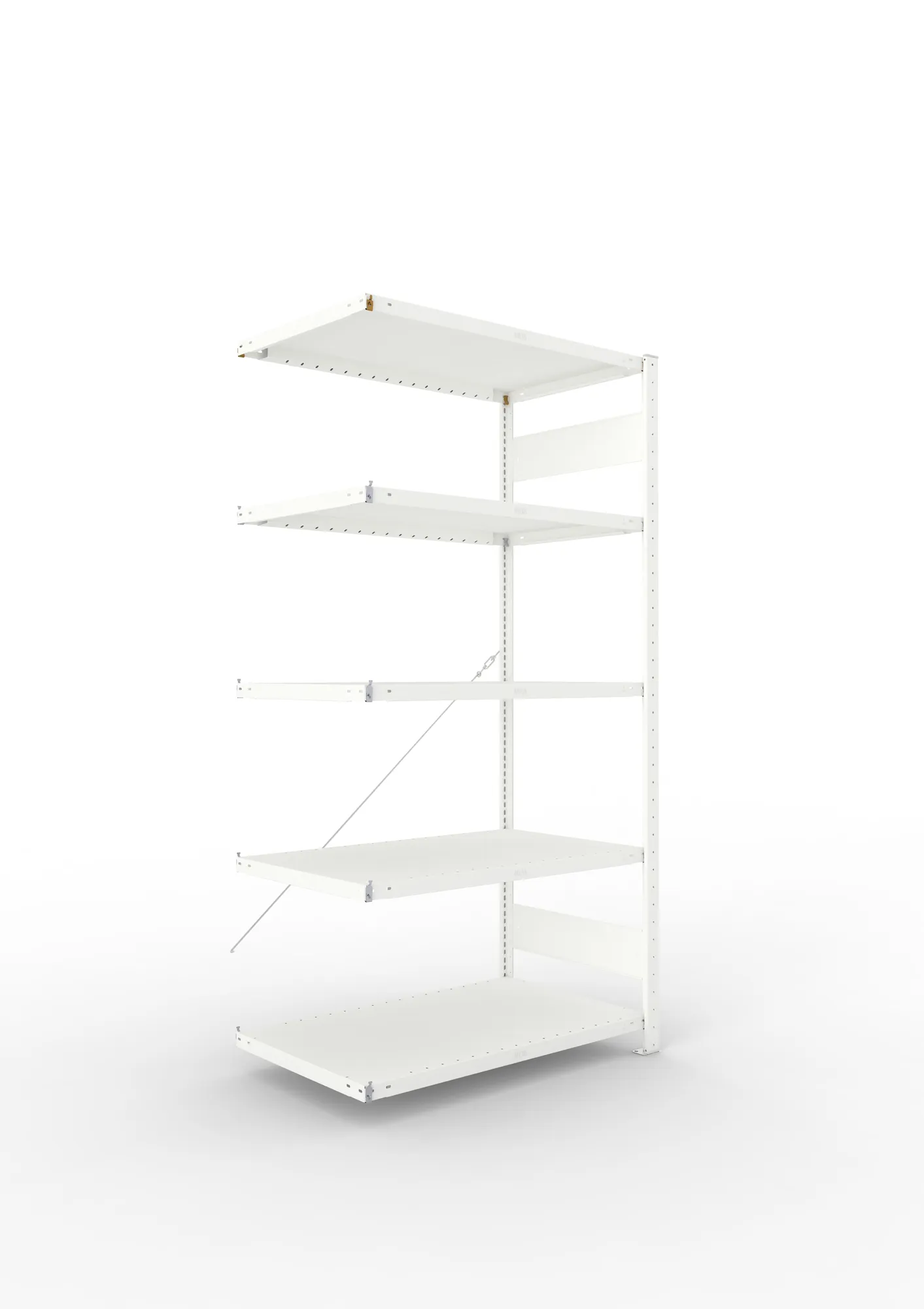 META CLIP | Fachbodenregal | Anbauregal | 2000 x 1000 x 600 mm | Fachlast 230 kg | 4+1 Ebenen | RAL 7035
