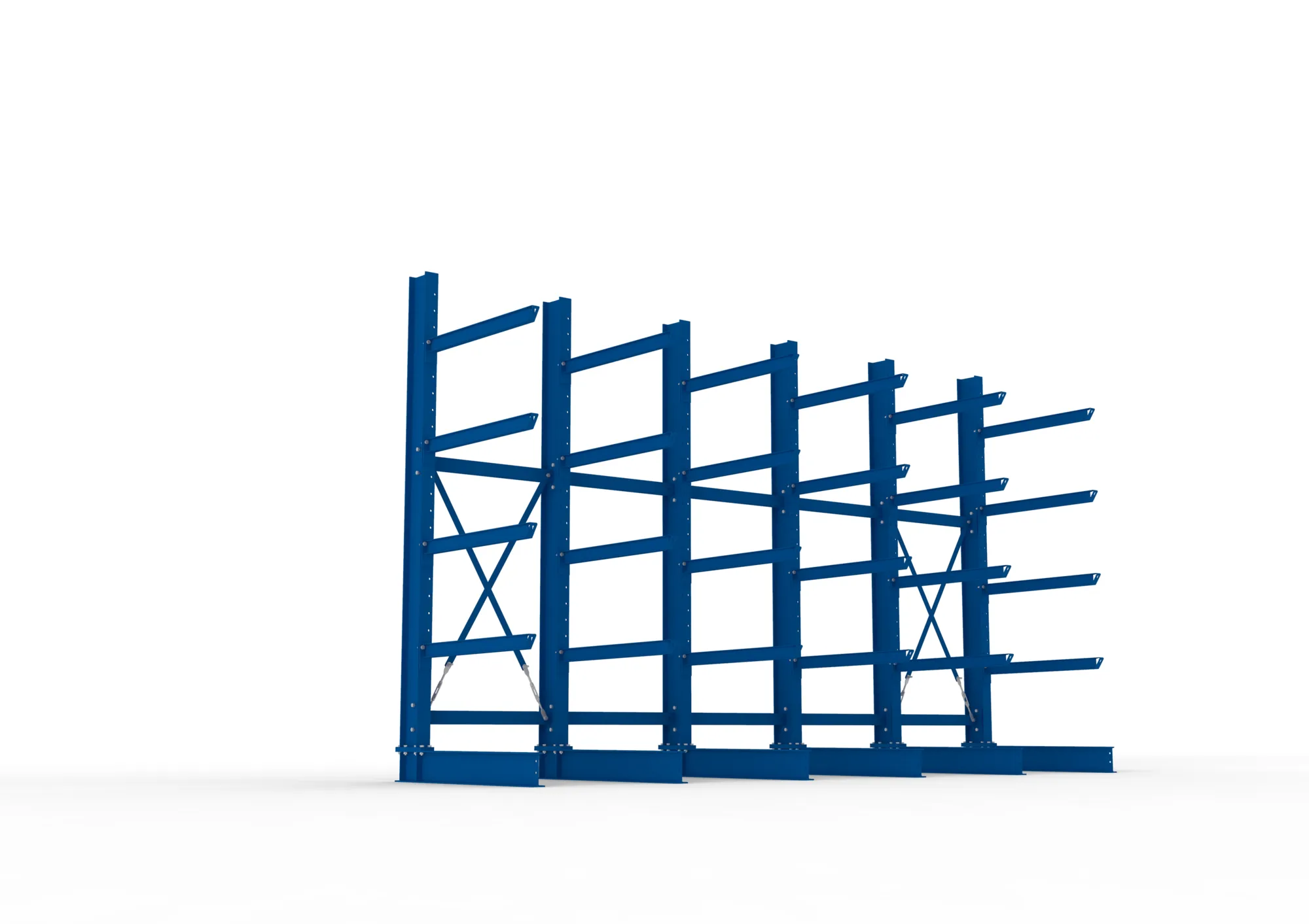 META MULTISTRONG H | Kragarmregal | 5 Felder | 3000 x 5000 x 1000 mm | Armlast 505 kg | einseitig | 4+1 Ebenen