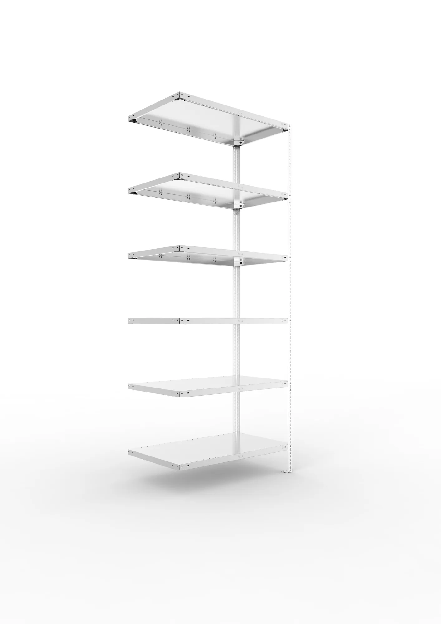 META FIX | Fachbodenregal | Anbauregal | 2500 x 1000 x 600 mm | Fachlast 150 kg | 6 Ebenen | verzinkt