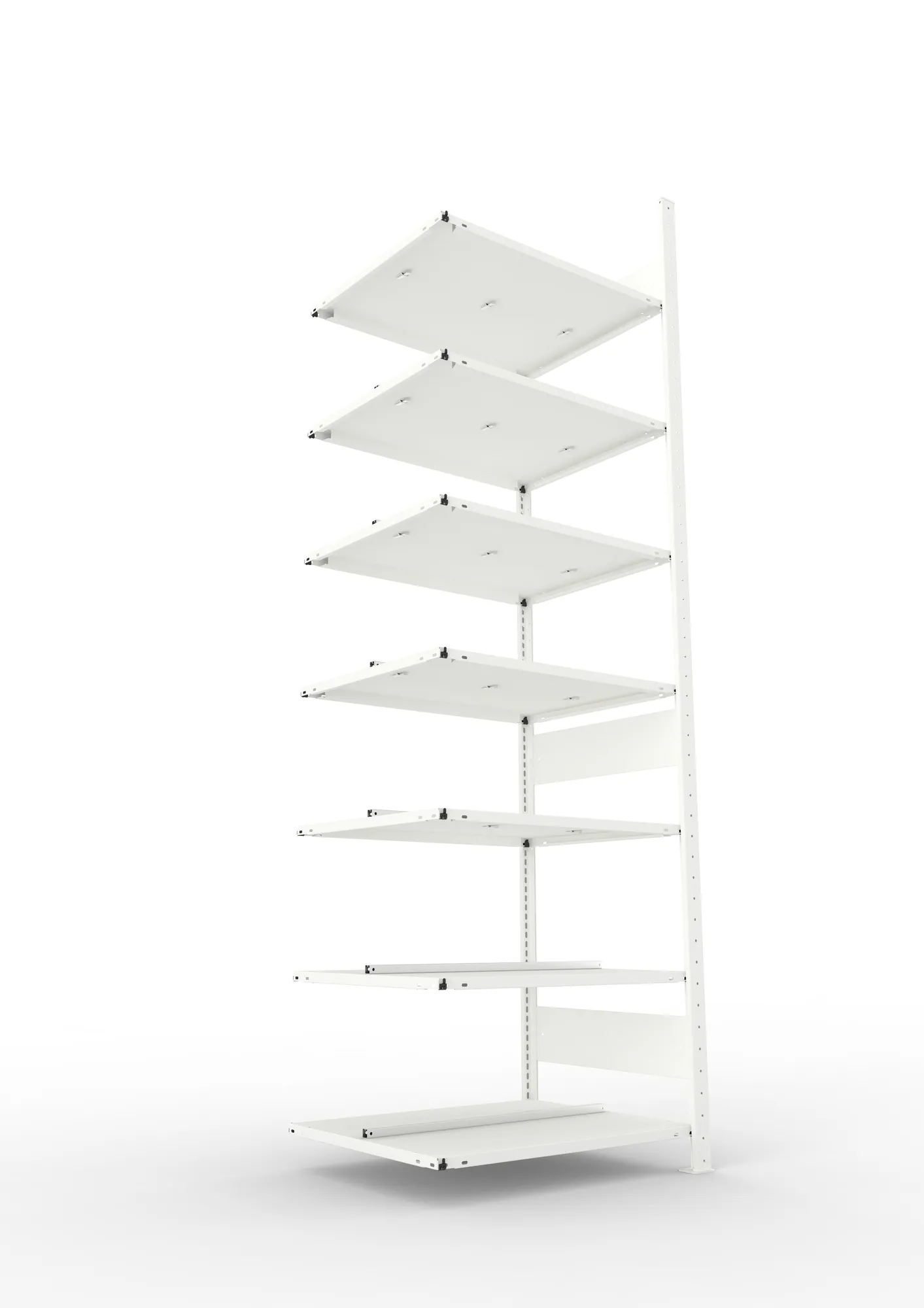 META COMPACT | Büro-Steckregal | Anbauregal | 2500 x 750 x 600 mm | Fachlast 100 kg | 7 Ebenen | RAL 7035