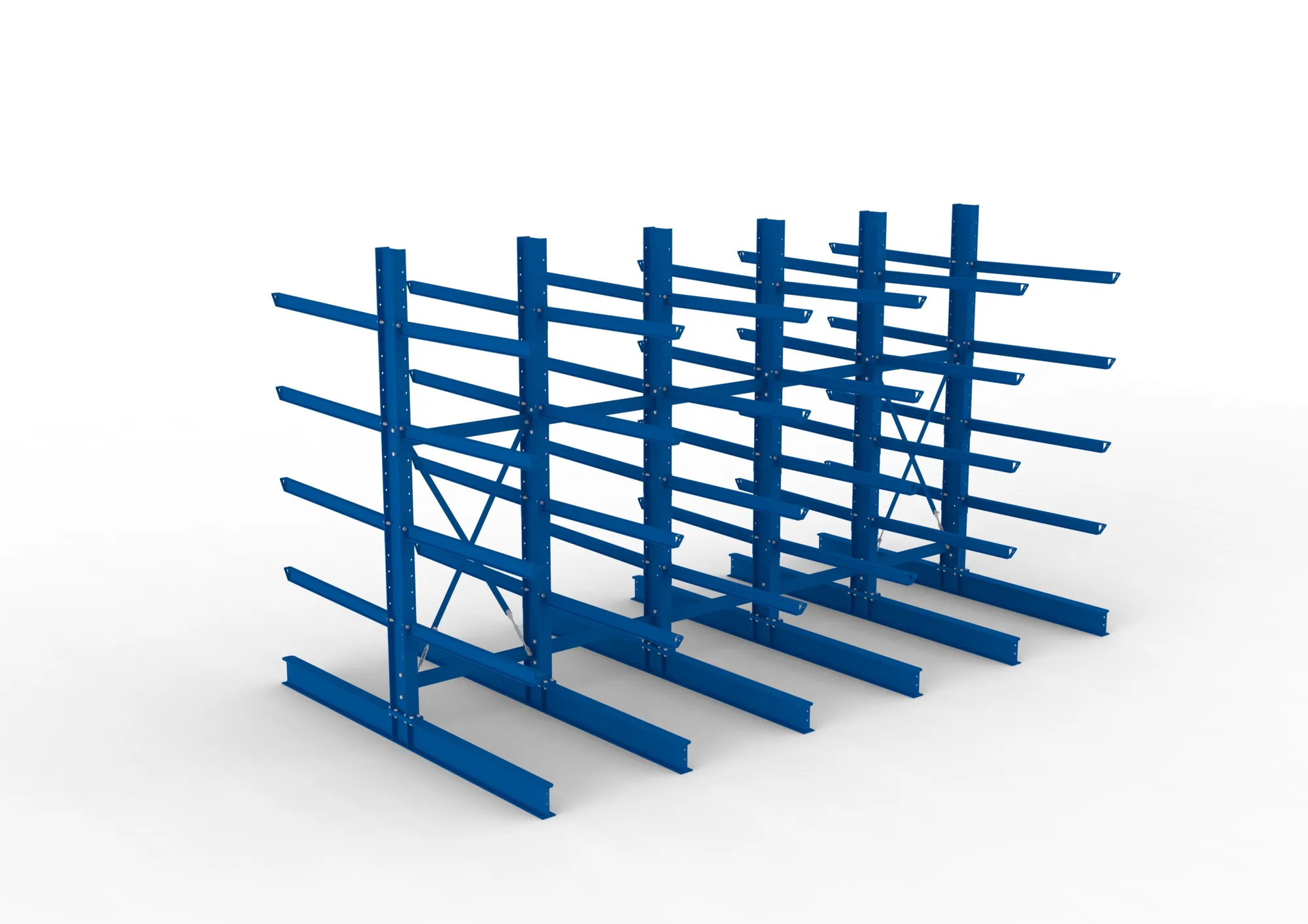 META MULTISTRONG H | Kragarmregal | 5 Felder | 3000 x 5000 x 1250 mm | Armlast 400 kg | doppelseitig | 4+1 Ebenen
