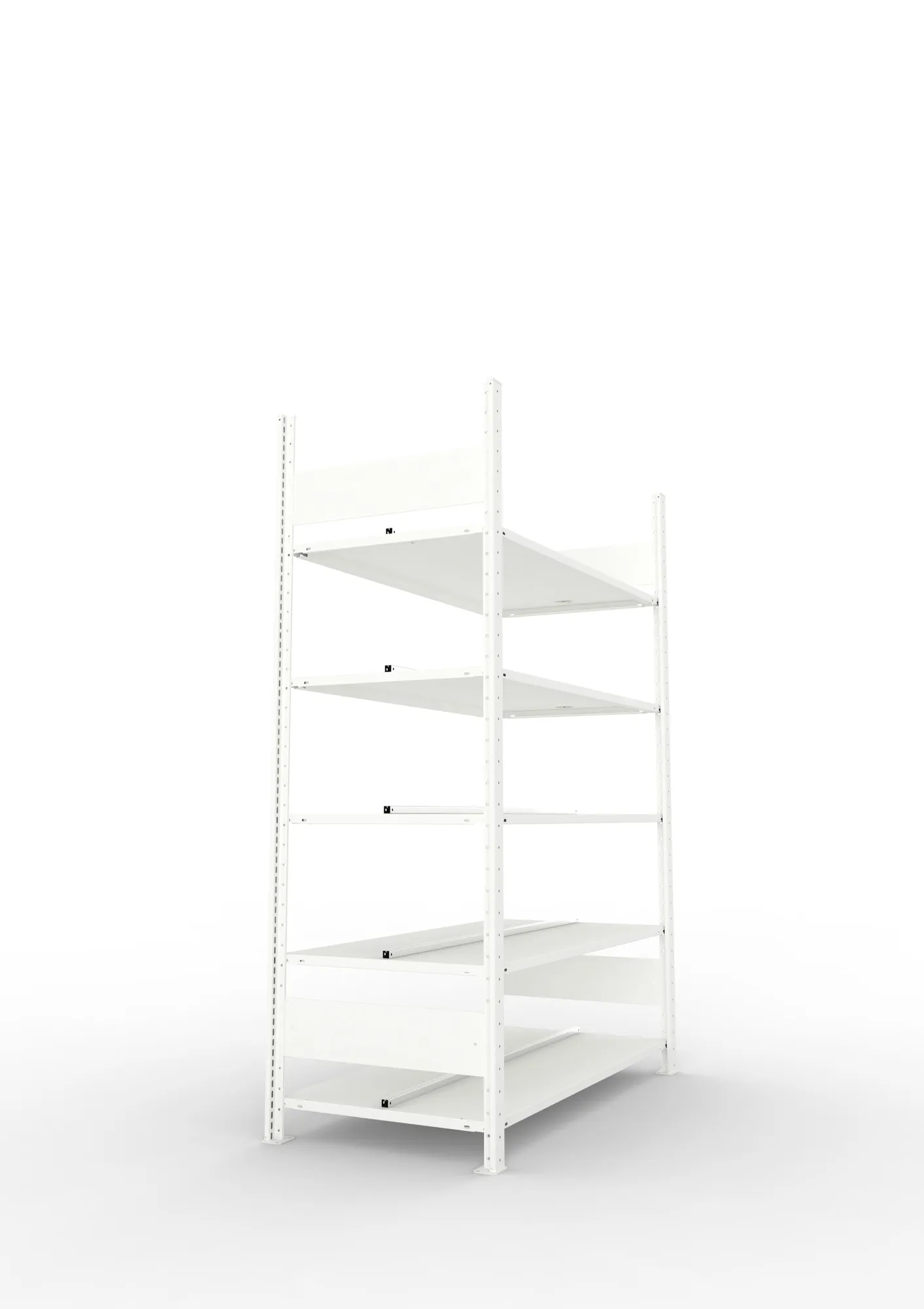 META COMPACT | Büro-Steckregal | Grundregal | 1850 x 1250 x 600 mm | Fachlast 100 kg | 5 Ebenen | RAL 7035