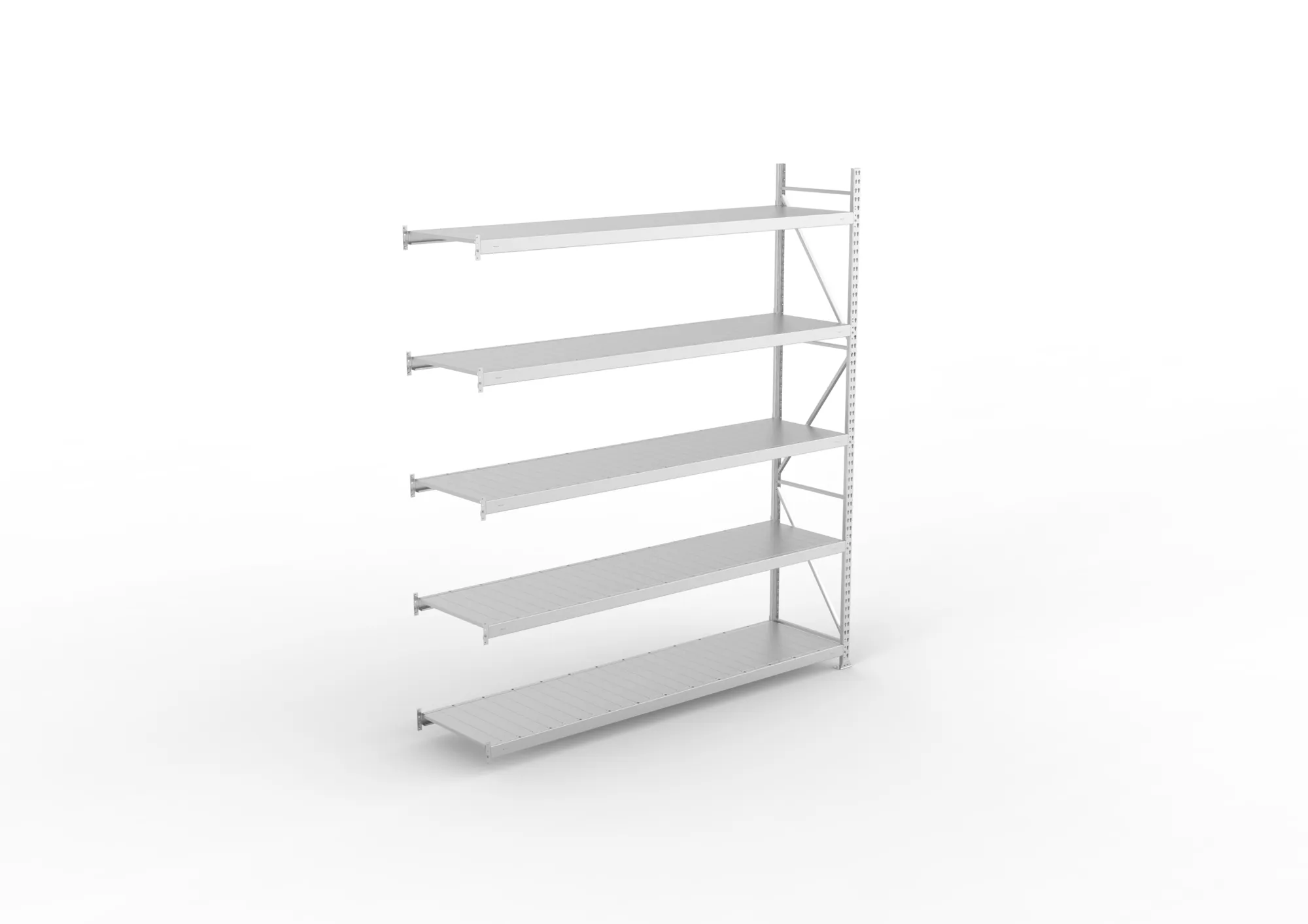 META MINI-RACK Weitspannregal | Anbauregal | 3000 x 2600 x 650 mm | Fachlast 490 kg | Stahlpaneelböden | 5 Ebenen