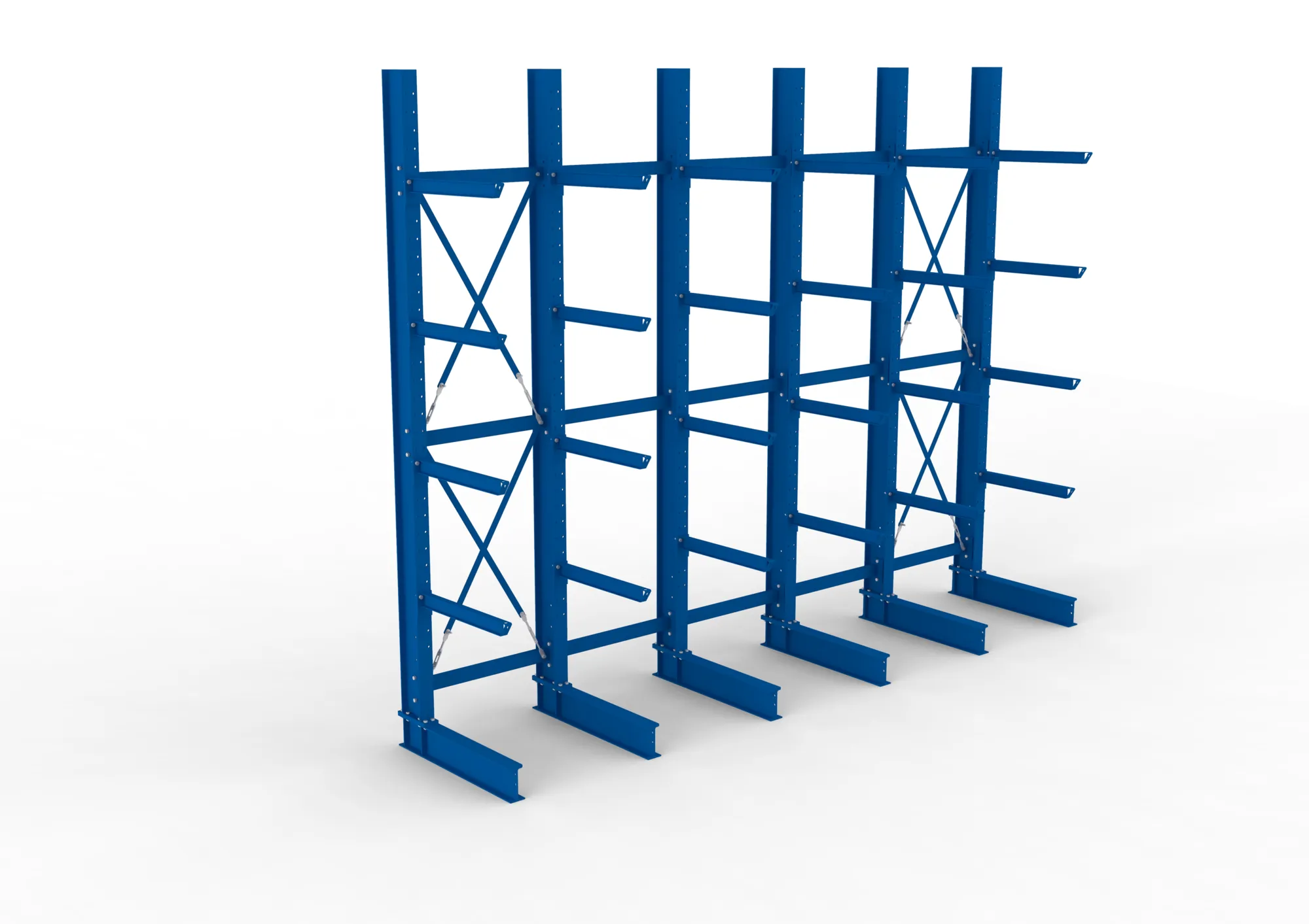 META MULTISTRONG H | Kragarmregal | 5 Felder | 4000 x 5000 x 800 mm | Armlast 630 kg | einseitig | 4+1 Ebenen