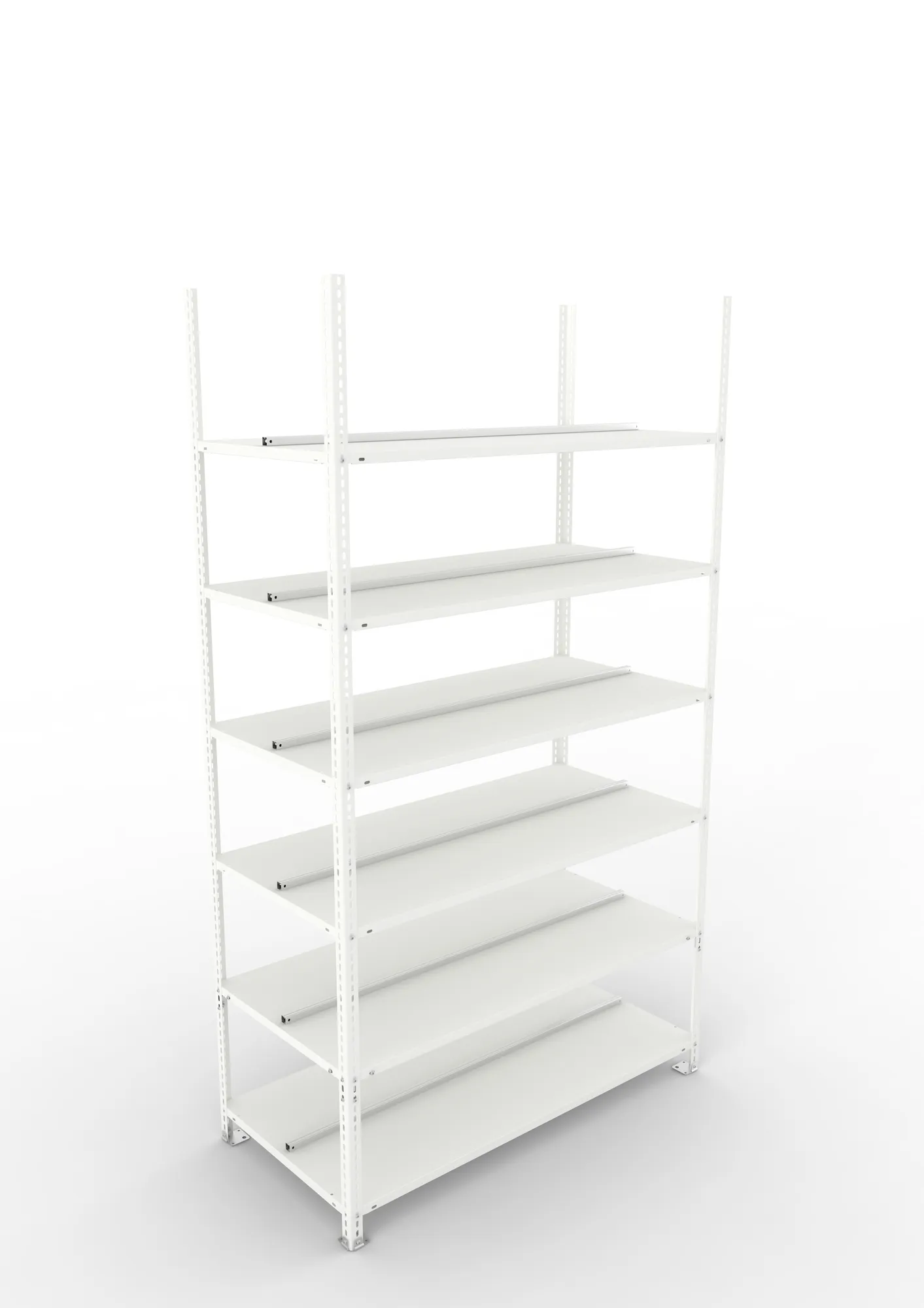 META FIX COMPACT | Büro-Schraubregal | Grundregal | 2200 x 1250 x 600 mm | Fachlast 100 kg | 6 Ebenen | RAL 7035