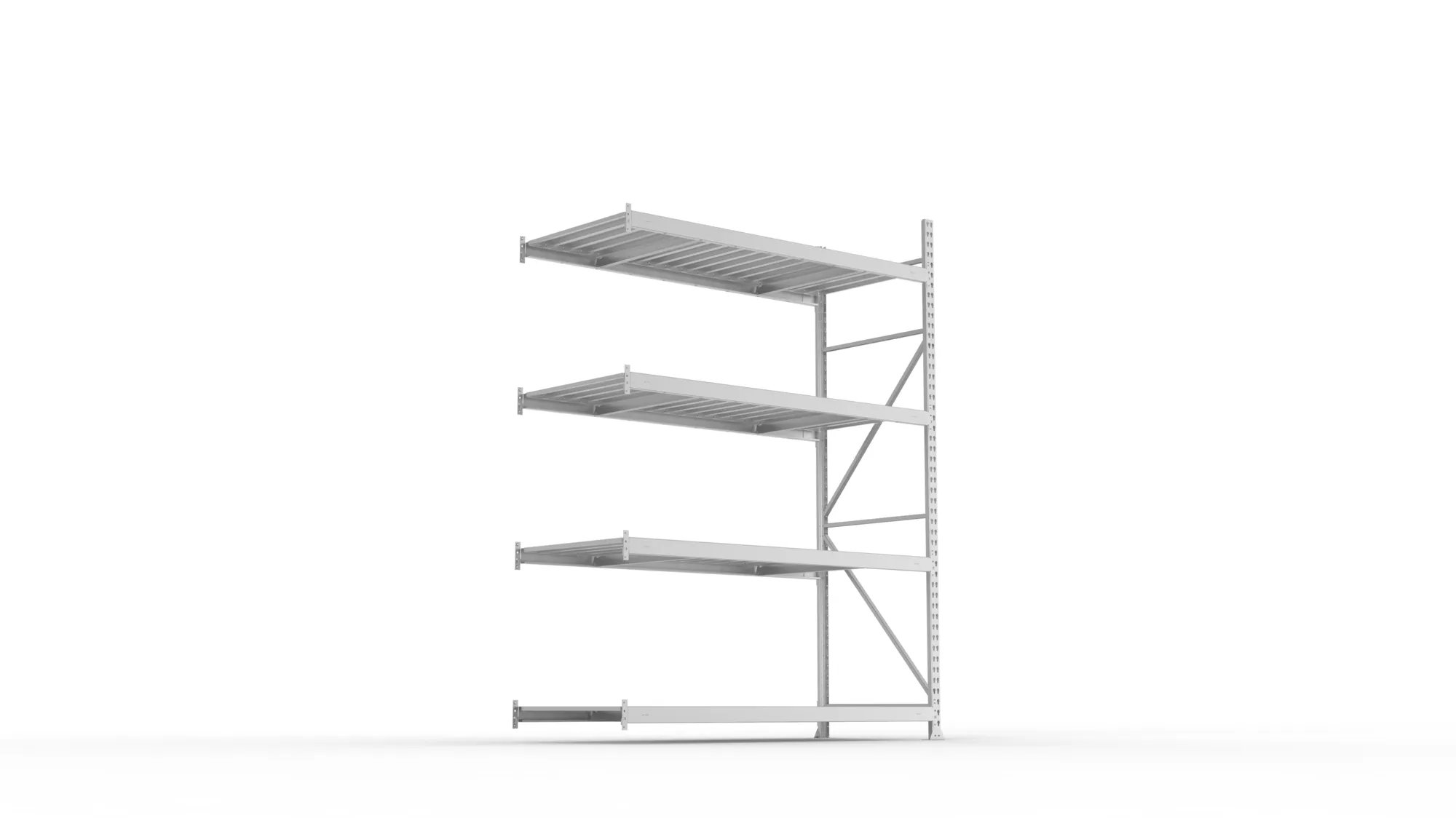 META MINI-RACK Weitspannregal | Anbauregal | 2500 x 1800 x 800 mm | Fachlast 600 kg | Stahlpaneelböden | 4 Ebenen