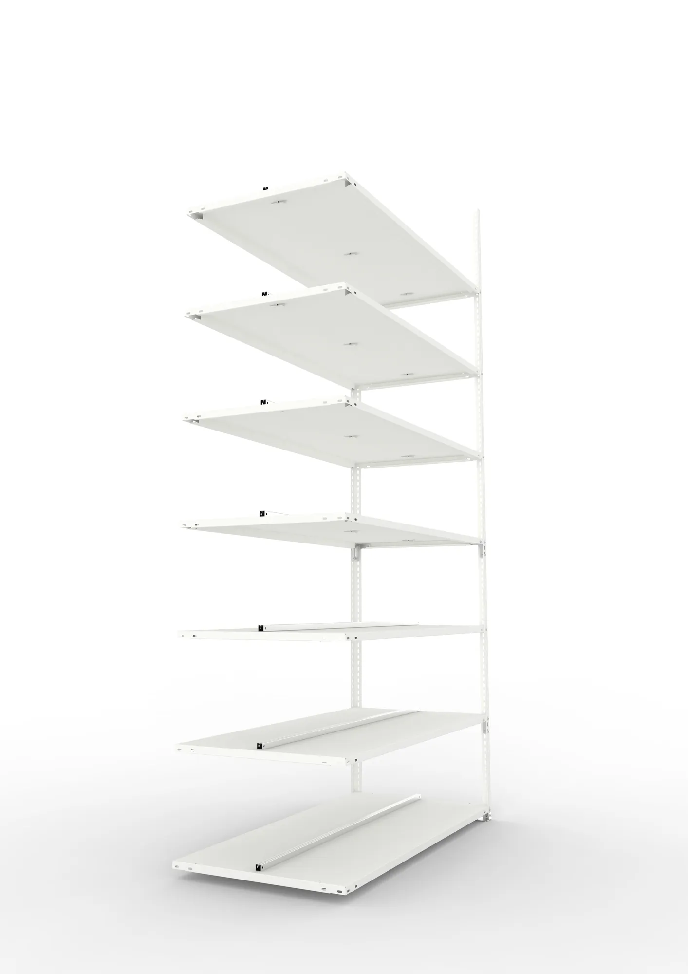 META FIX COMPACT | Büro-Schraubregal | Anbauregal | 2500 x 1250 x 600 mm | Fachlast 100 kg | 7 Ebenen | RAL 7035