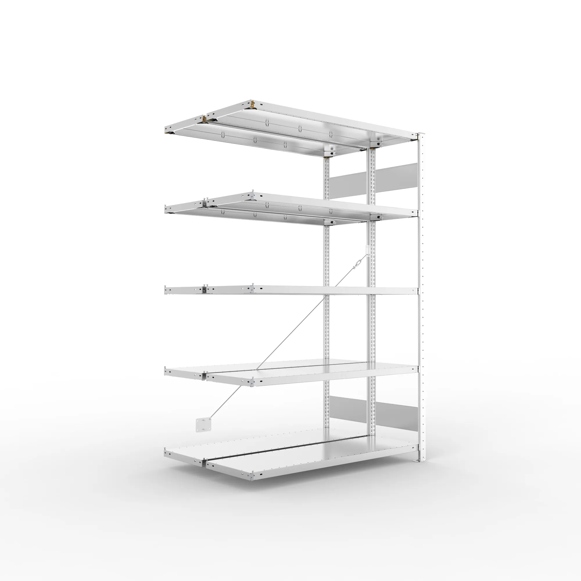 META CLIP S3 | Fachbodenregal | Doppel-Anbauregal | 2000 x 1300 x 400 mm | Fachlast 150 kg | 4+1 Ebenen | verzinkt