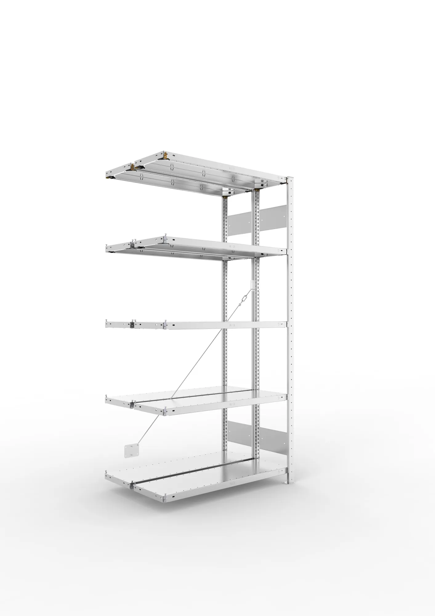 META CLIP S3 | Fachbodenregal | Doppel-Anbauregal | 2000 x 1000 x 300 mm | Fachlast 150 kg | 4+1 Ebenen | verzinkt