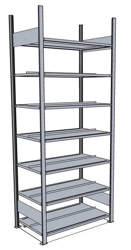META COMPACT | Büro-Steckregal | Grundregal | 2550 x 1000 x 600 mm | Fachlast 100 kg | 7 Ebenen | verzinkt