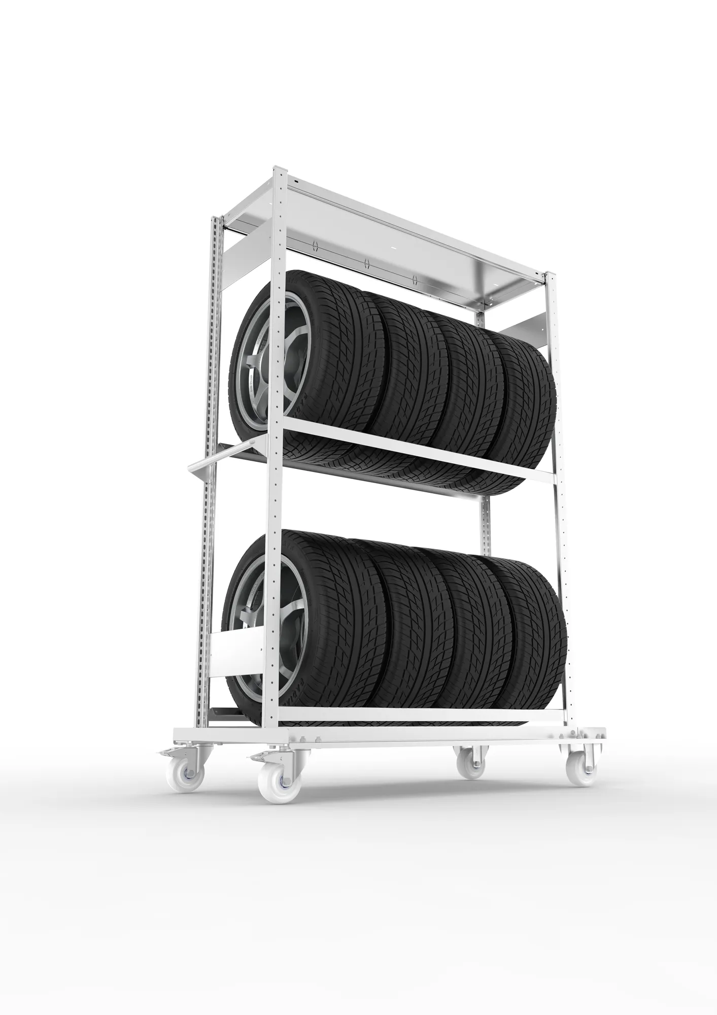 META CLIP | Regalwagen für Reifen | 1850 x 1300 x 400 mm | 150 kg | verzinkt