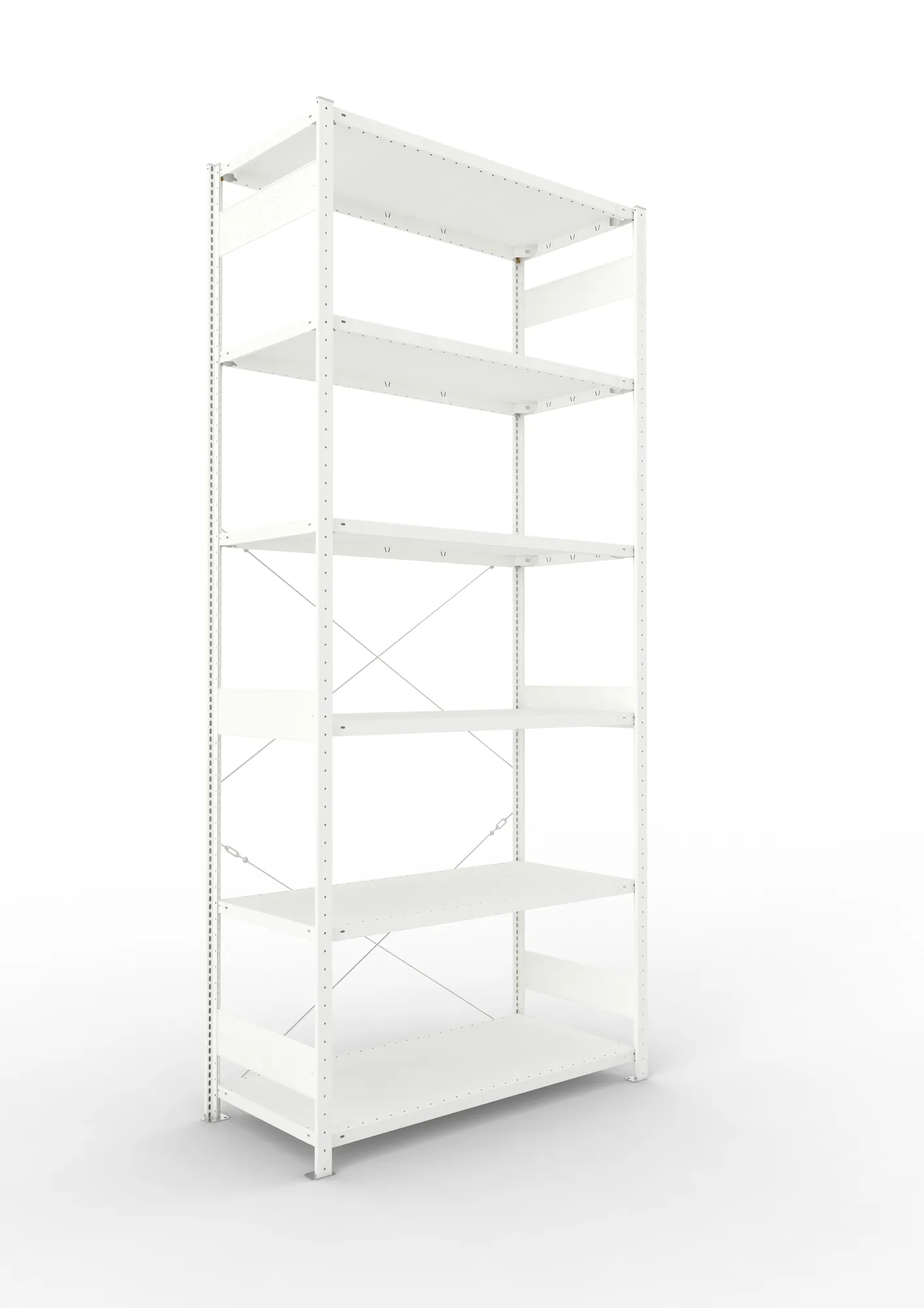 META CLIP | Fachbodenregal | Grundregal | 3000 x 1300 x 600 mm | Fachlast 230 kg | 5+1 Ebenen | RAL 7035